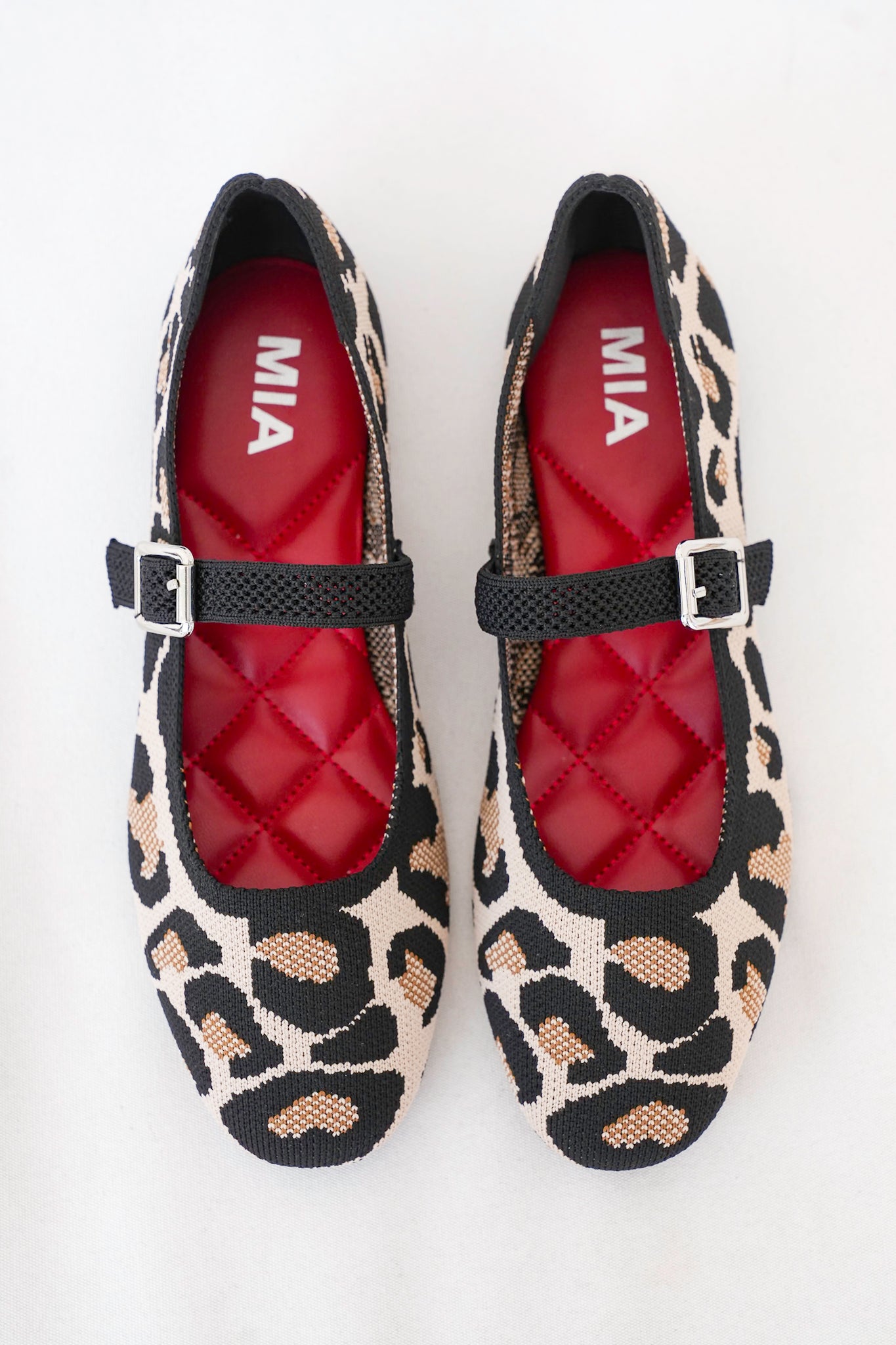 MIA Animal Print Mary Jane Flats with Buckle Strap