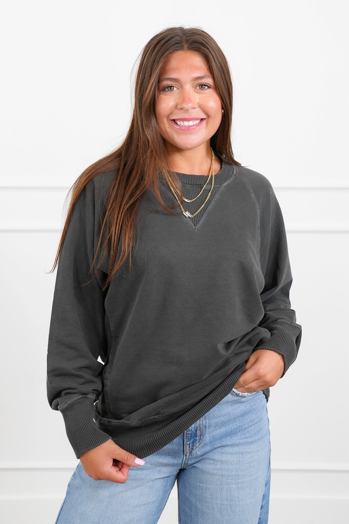Door Buster! PLUS/REG Zenana Pigment Dyed French Terry Pullover with Pockets