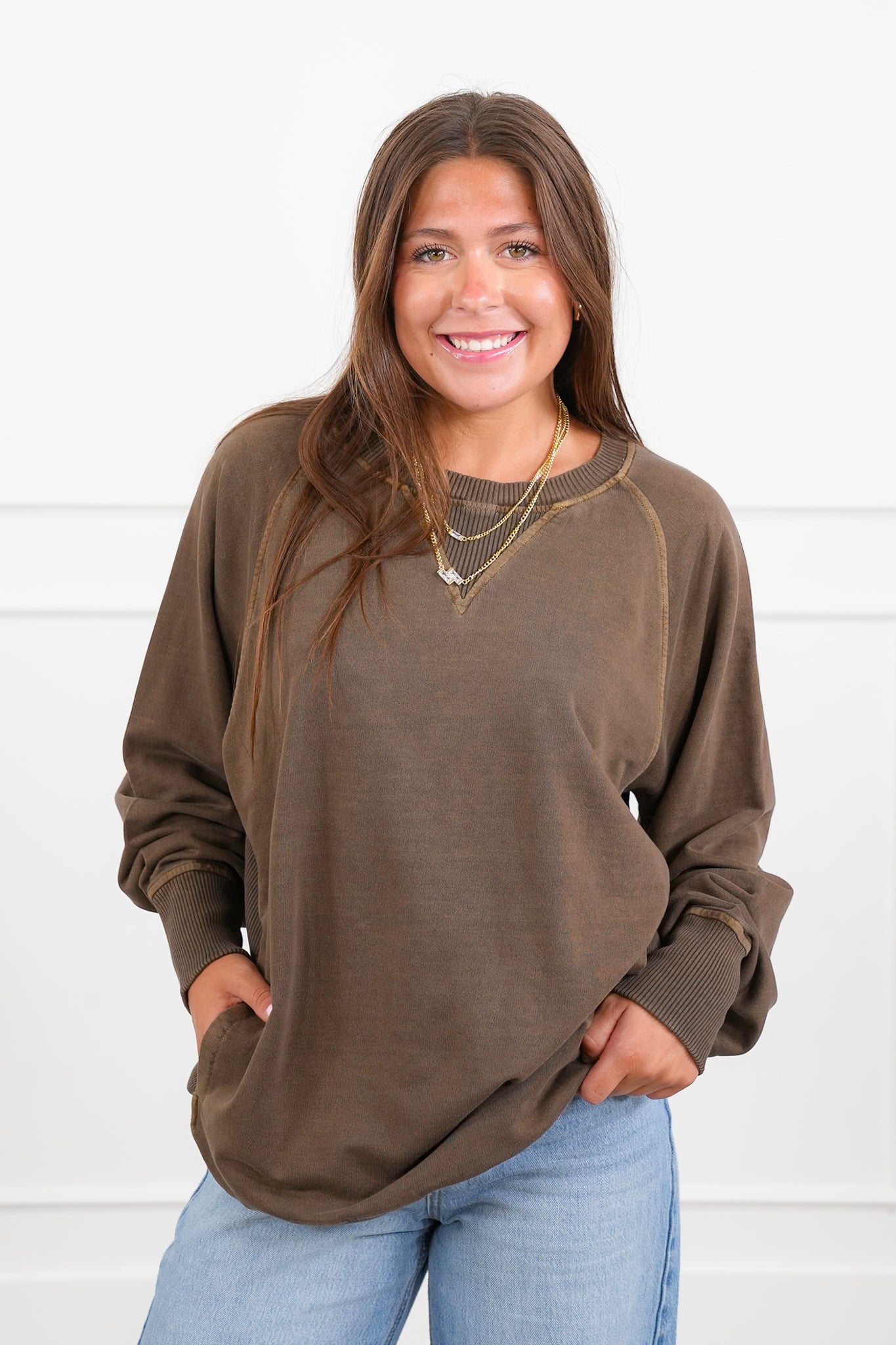 Door Buster! PLUS/REG Zenana Pigment Dyed French Terry Pullover with Pockets