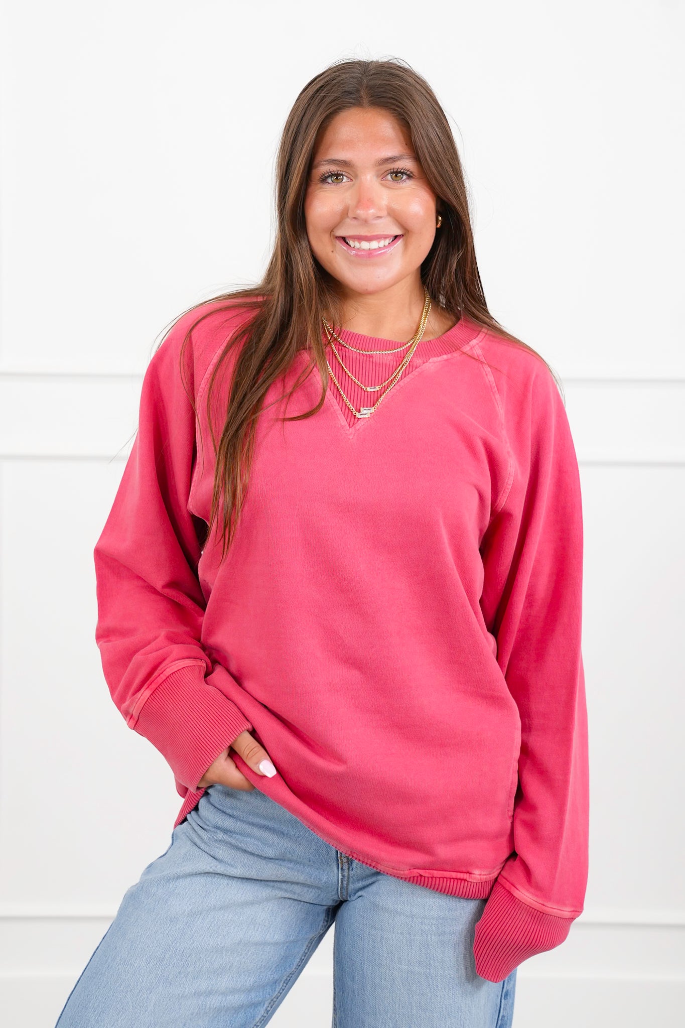 Door Buster! PLUS/REG Zenana Pigment Dyed French Terry Pullover with Pockets
