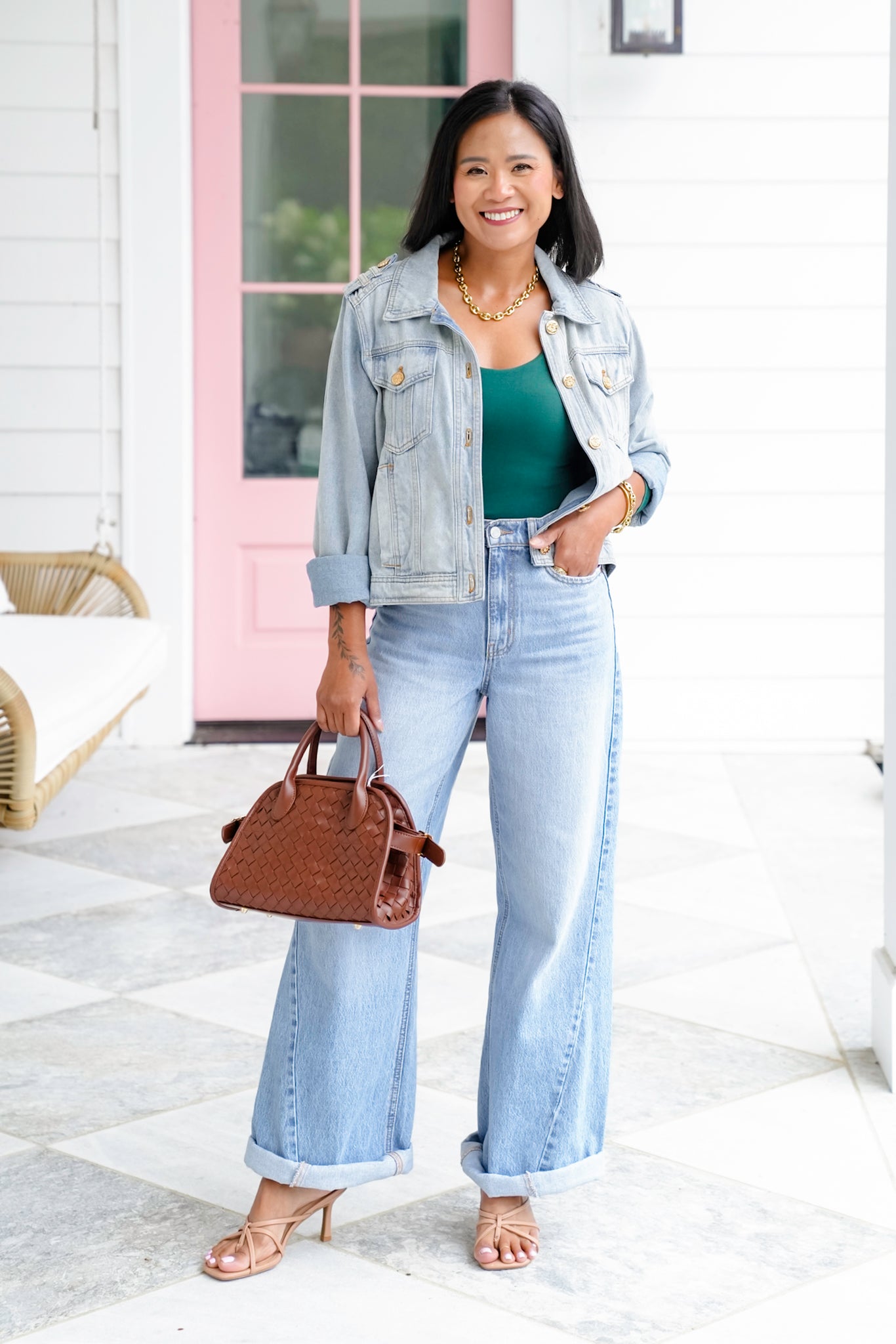 Solid Long Sleeve Scoop Neck Crop Top