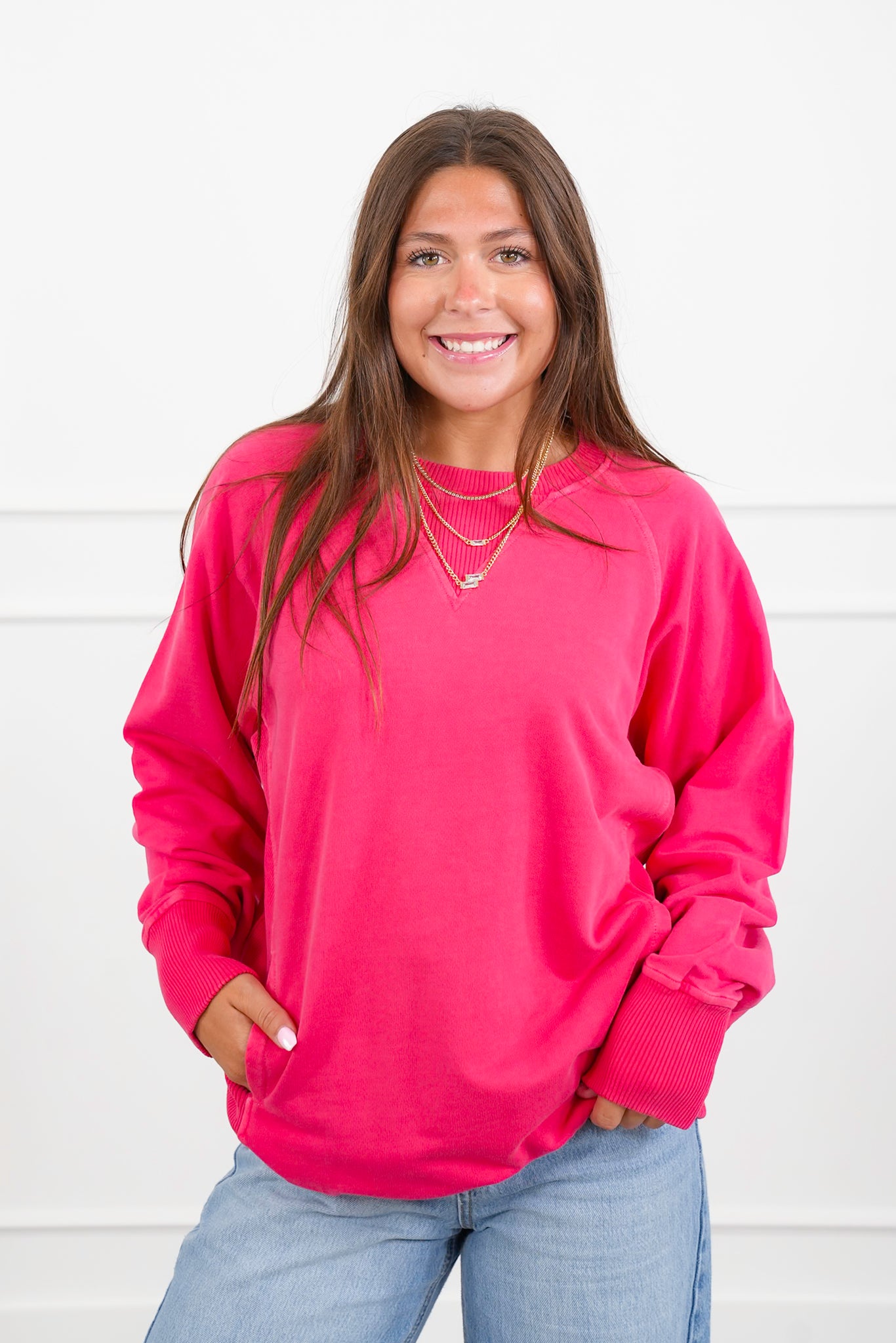 Door Buster! PLUS/REG Zenana Pigment Dyed French Terry Pullover with Pockets
