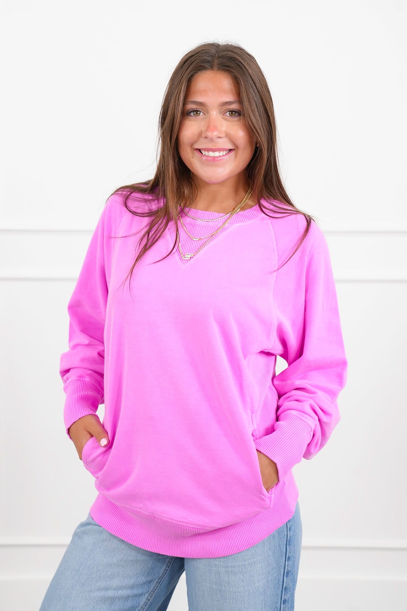 Door Buster! PLUS/REG Zenana Pigment Dyed French Terry Pullover with Pockets