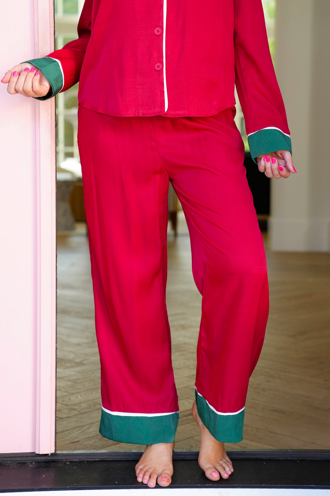 Satin Long Sleeve Button Down Lounge Set