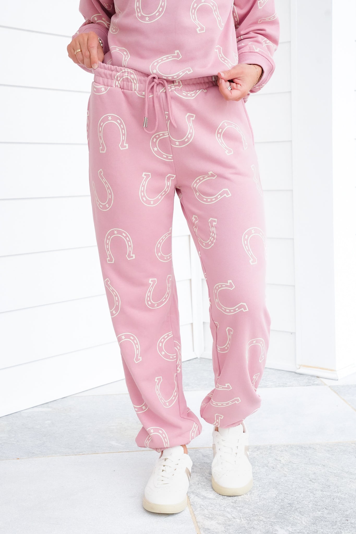 Horseshoe Print Elastic Waist Sweatpants