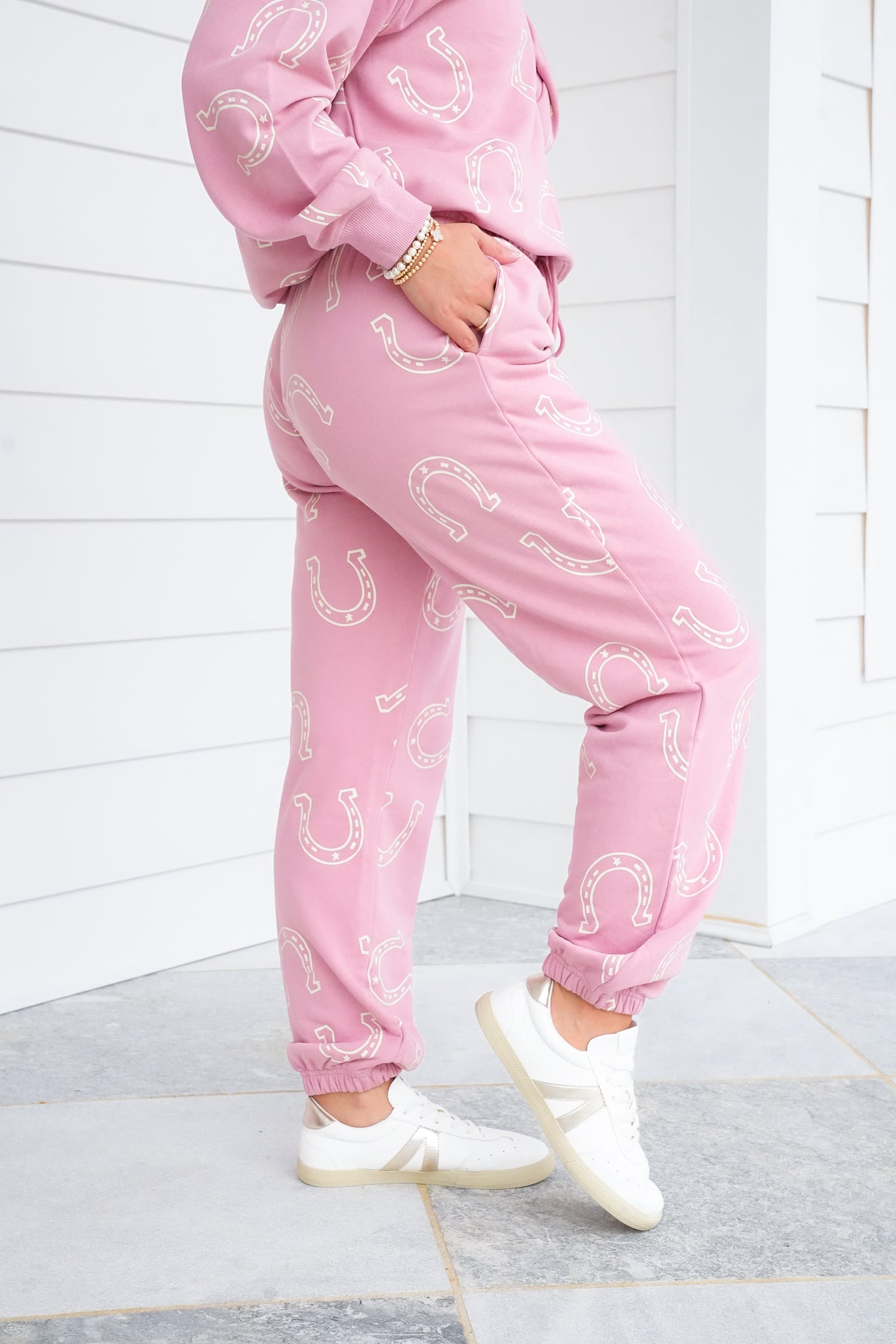 Horseshoe Print Elastic Waist Sweatpants
