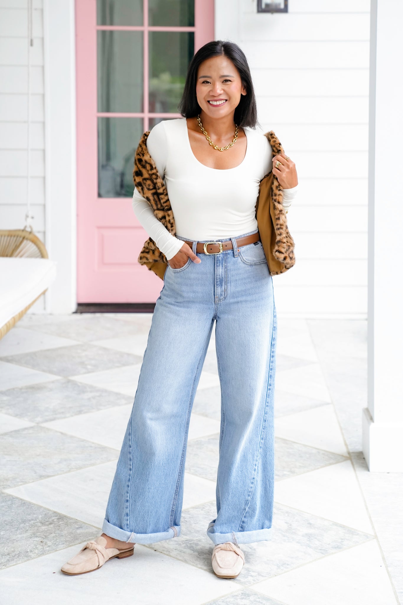 Solid Long Sleeve Scoop Neck Crop Top