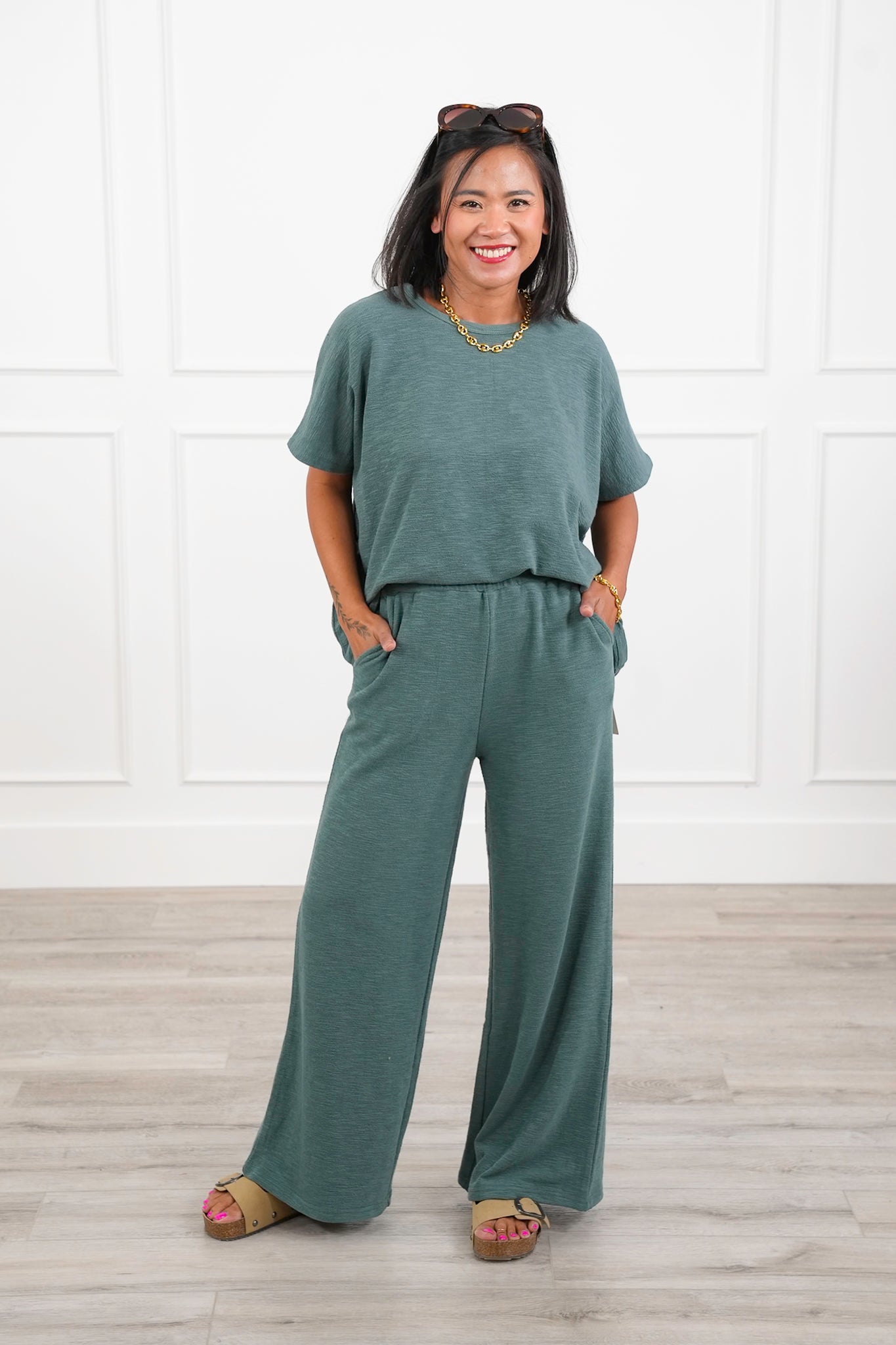 Door Buster! Zenana Cotton Slub Top and Pants Set