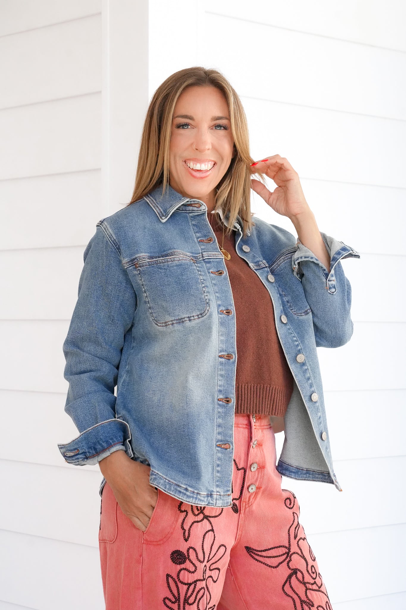 Plus/Reg Judy Blue Medium Wash Button Down Shacket