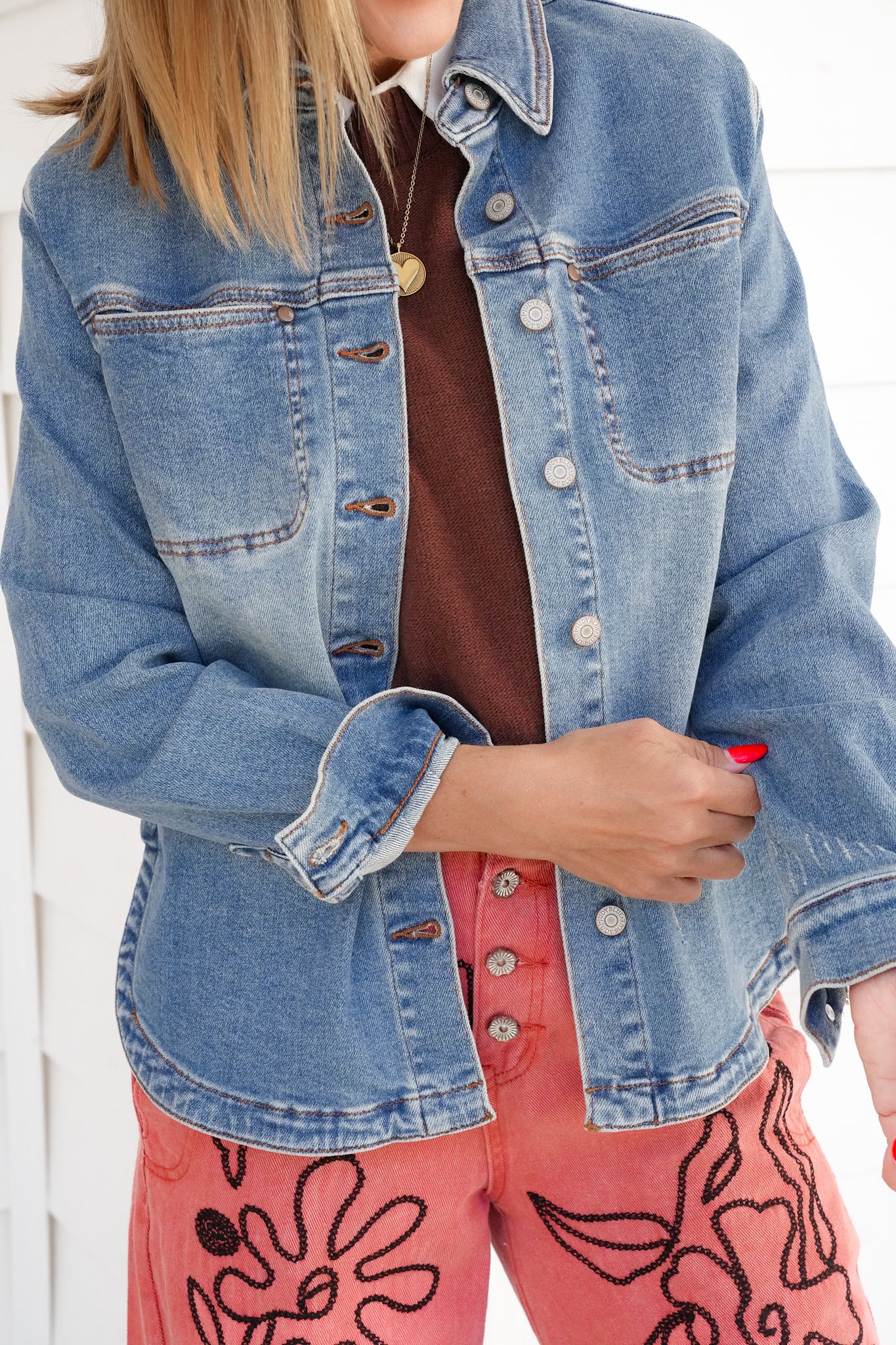Plus/Reg Judy Blue Medium Wash Button Down Shacket