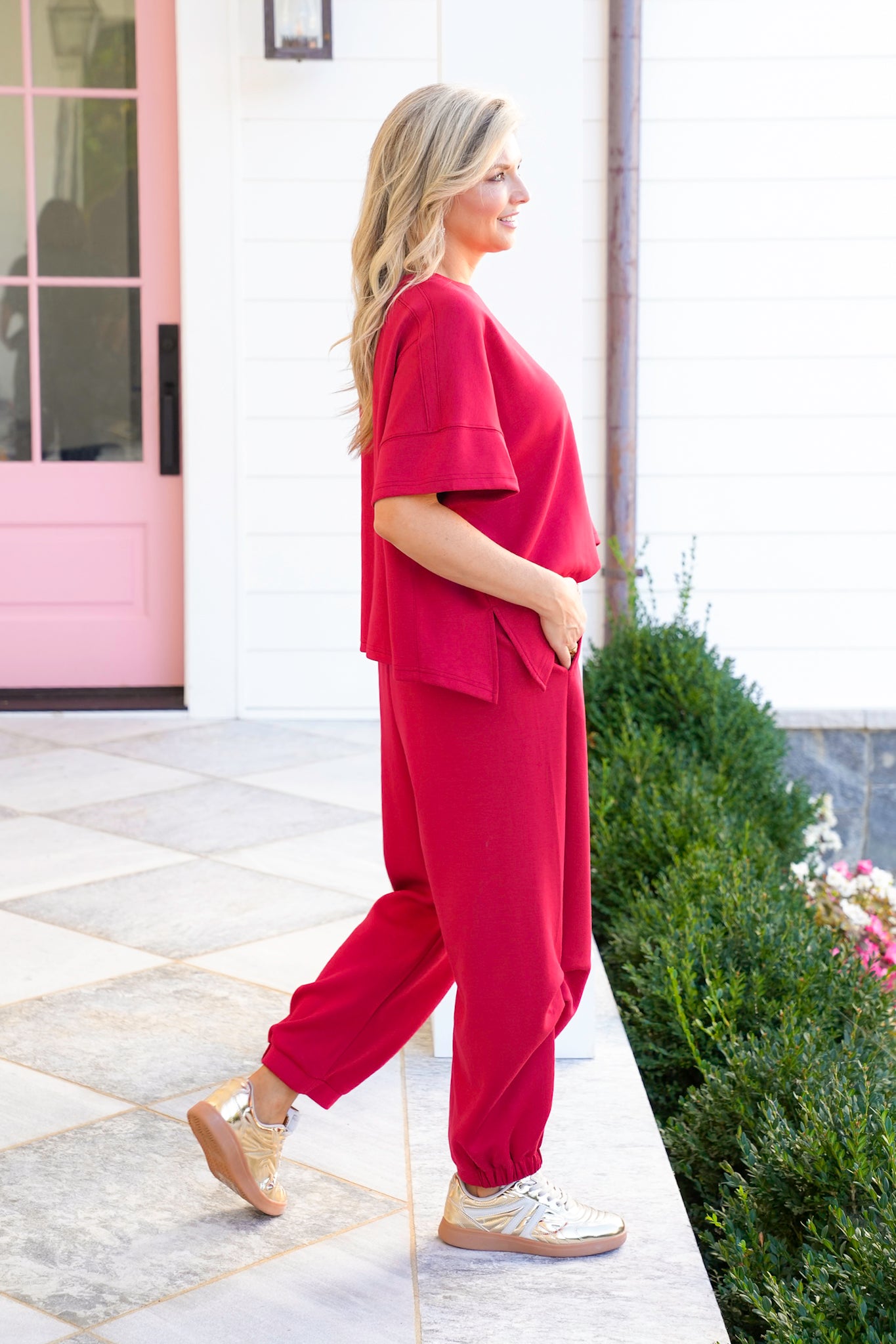 Plus/Reg Solid Short Sleeve Top and Pants Set