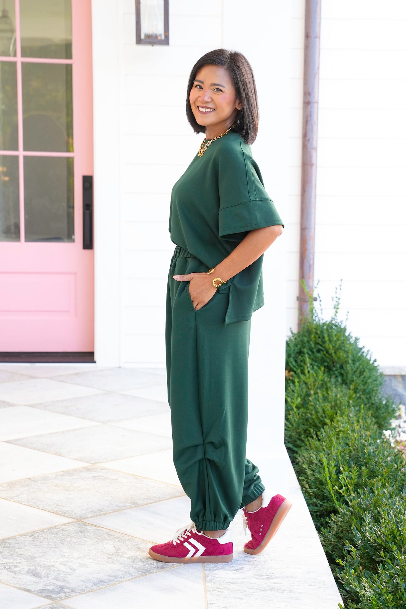 Plus/Reg Solid Short Sleeve Top and Pants Set