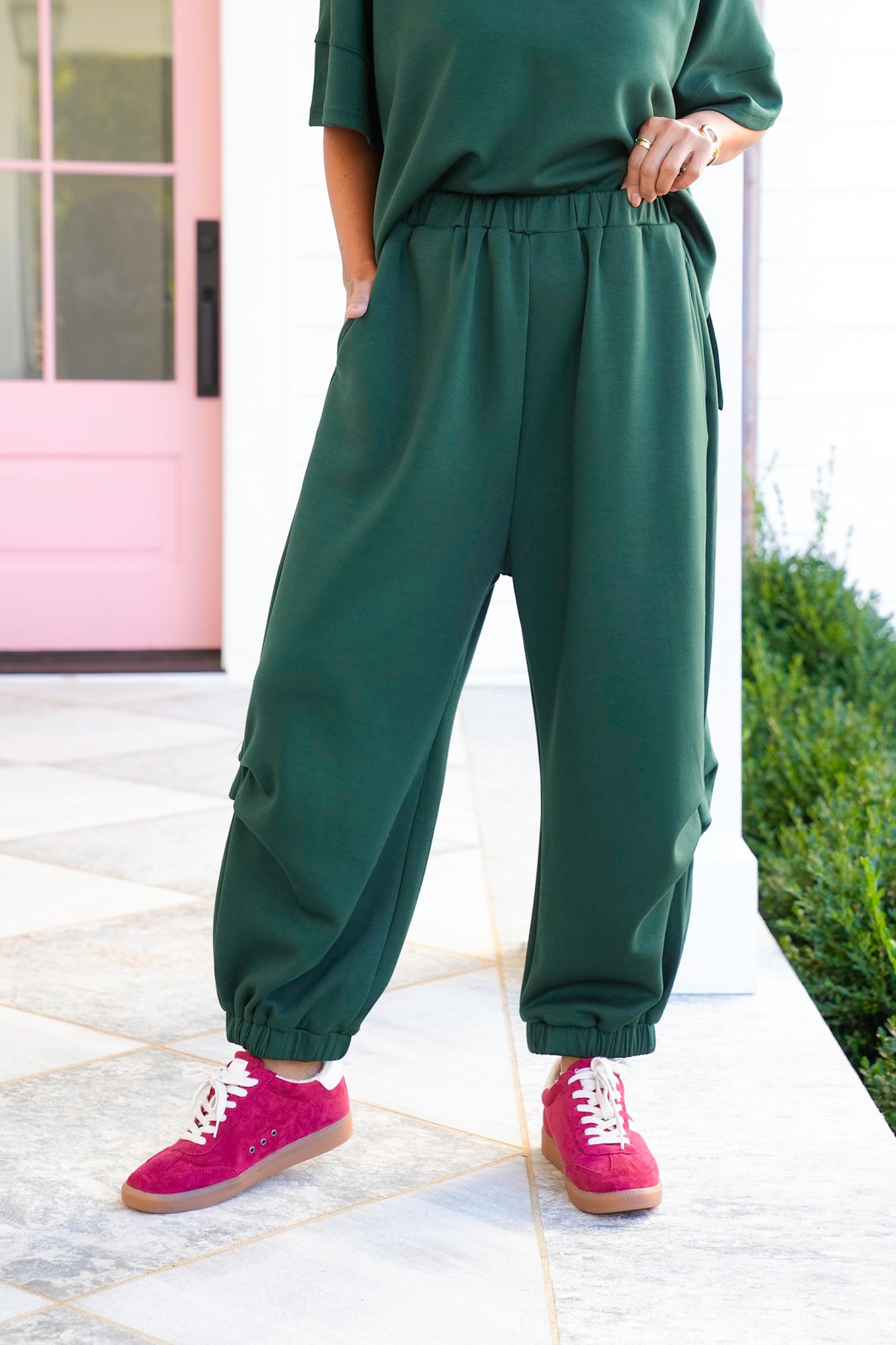 Plus/Reg Solid Short Sleeve Top and Pants Set
