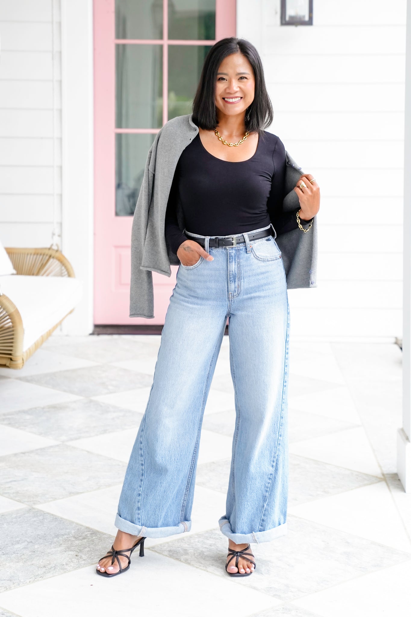 Solid Long Sleeve Scoop Neck Crop Top