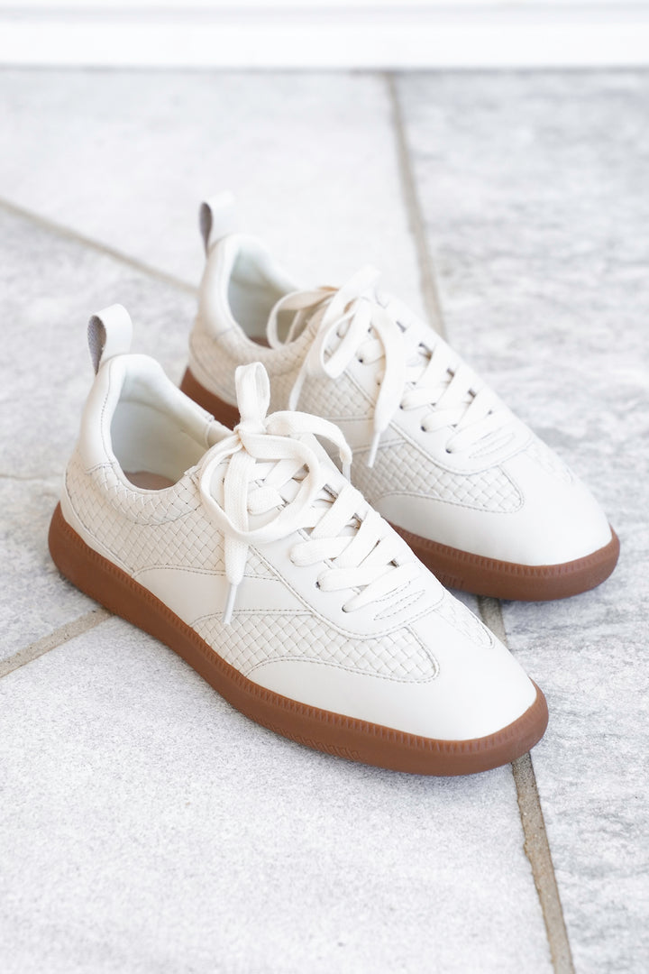 Woven Vegan Leather Lace Up Sneaker