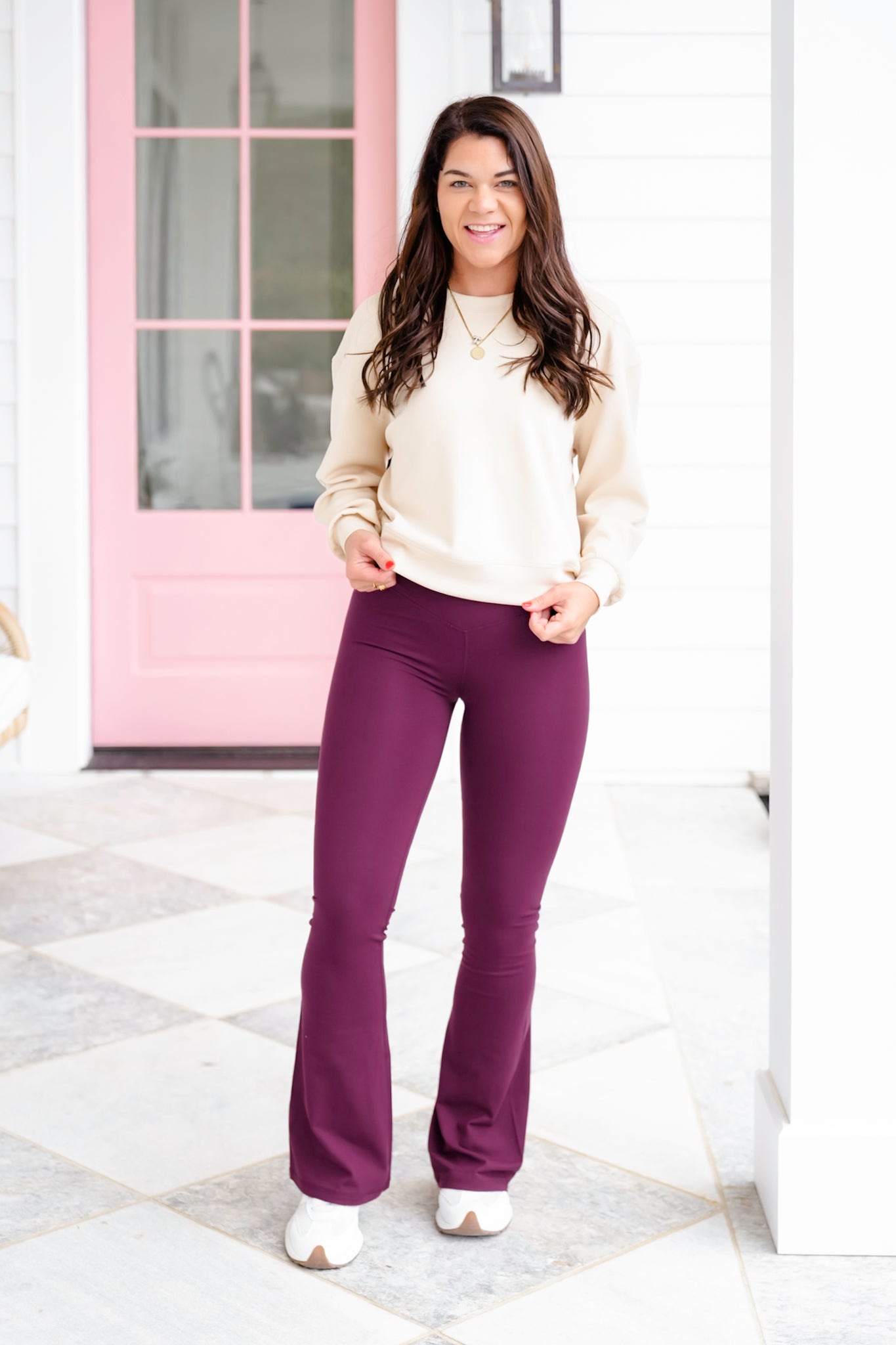 High Cross Over Waist Flared Yoga Pants