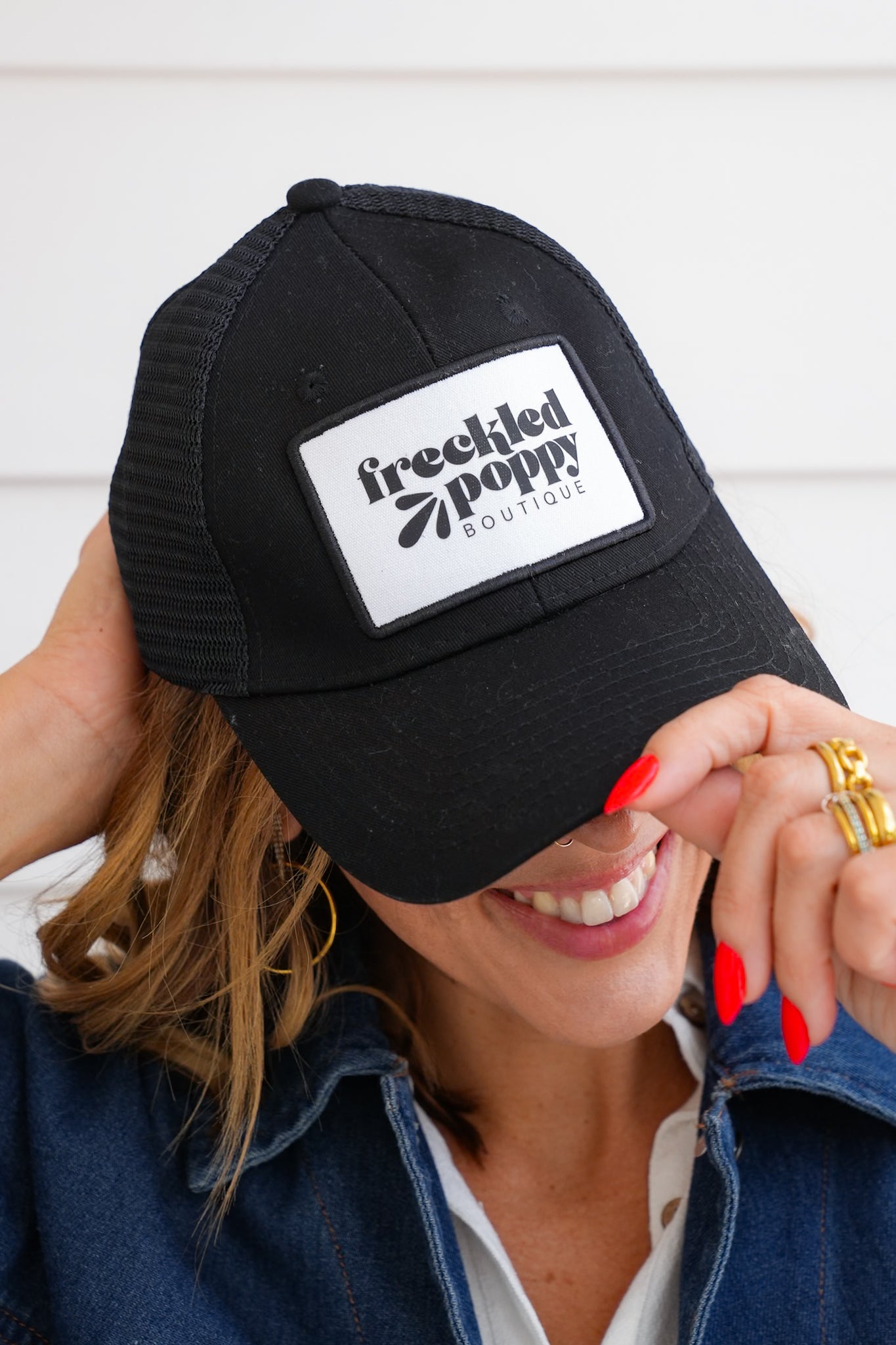Freckled Poppy Distressed Trucker Caps