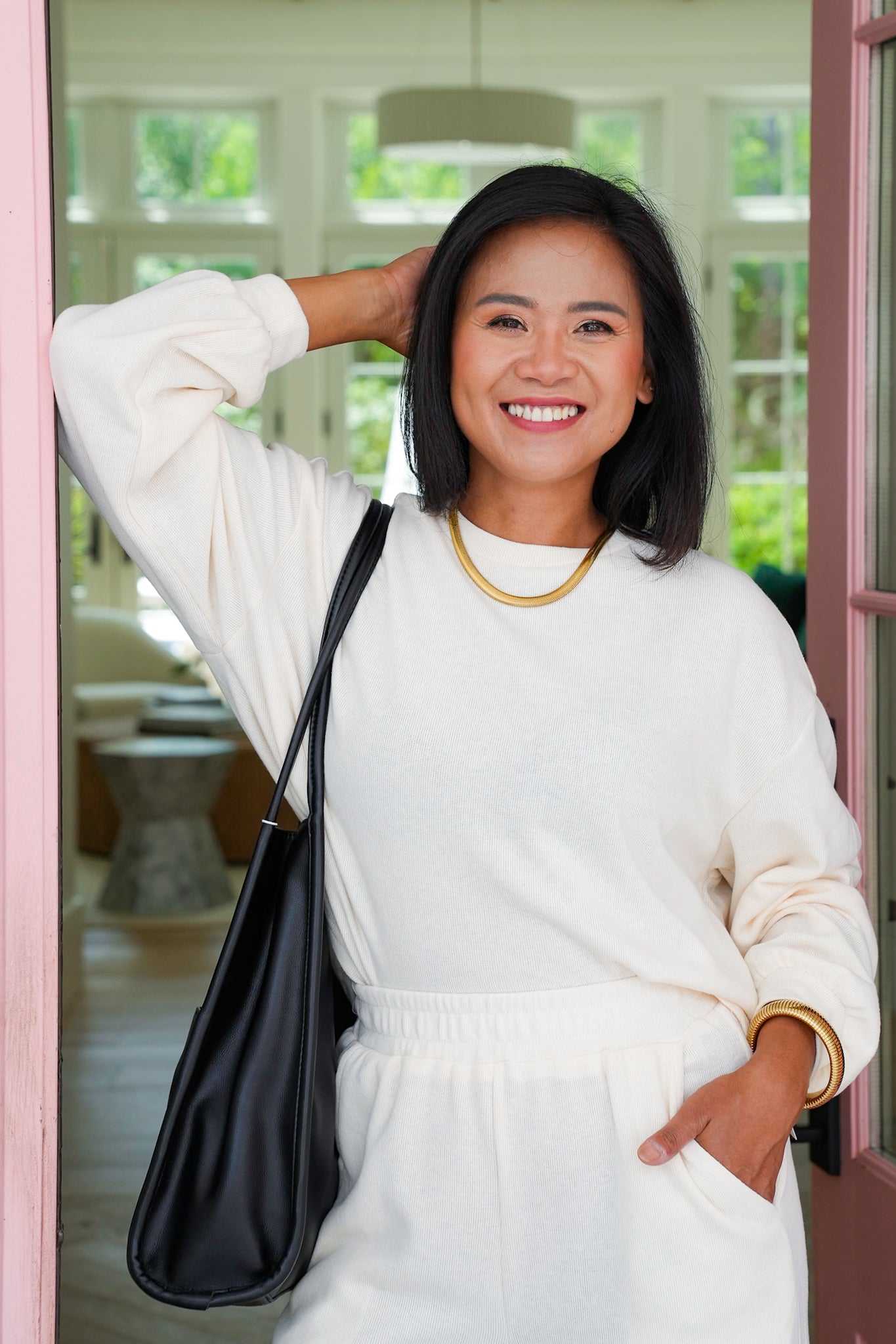 Knit Long Sleeve Pullover Top and Pant Set