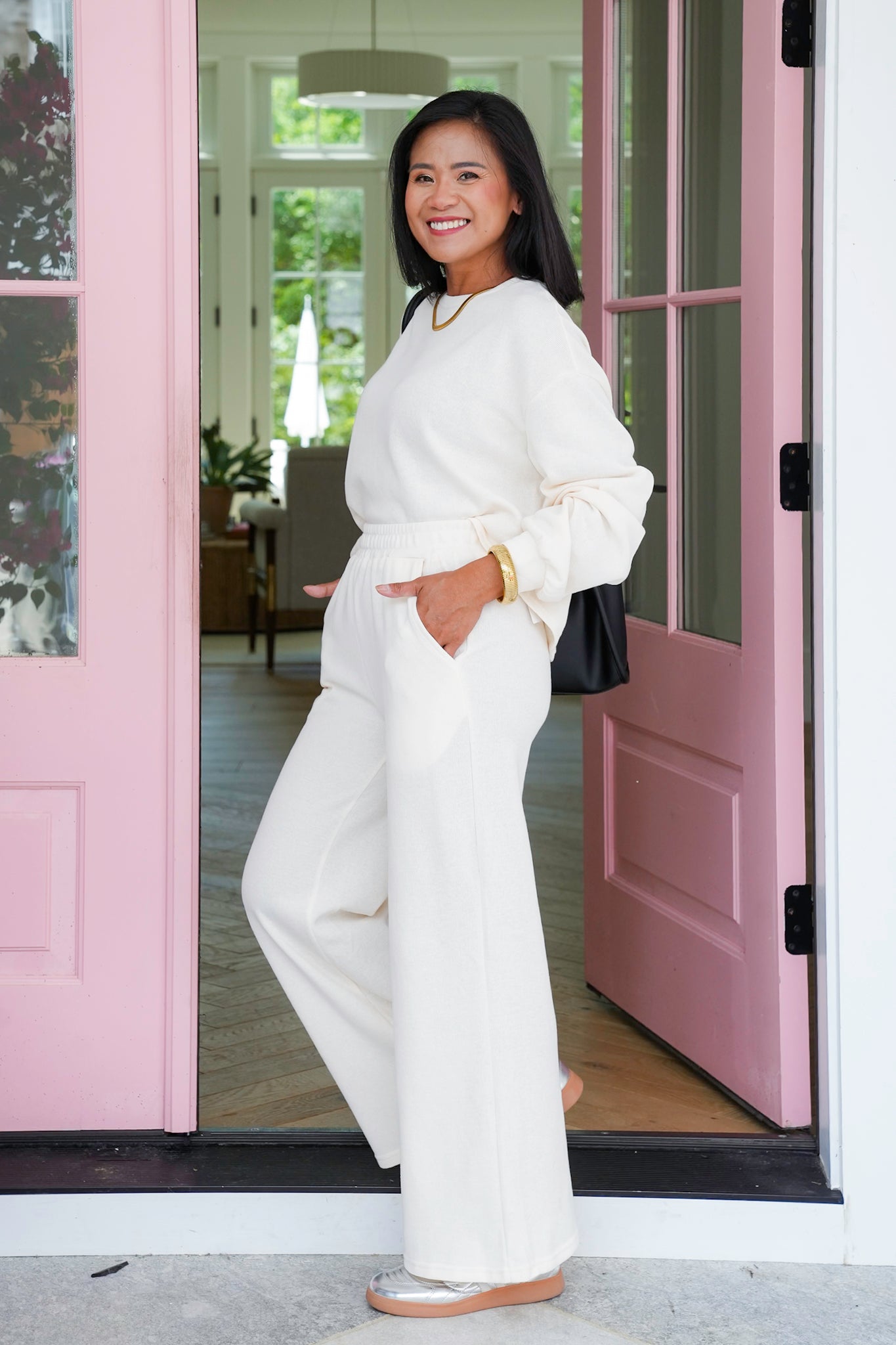 Knit Long Sleeve Pullover Top and Pant Set