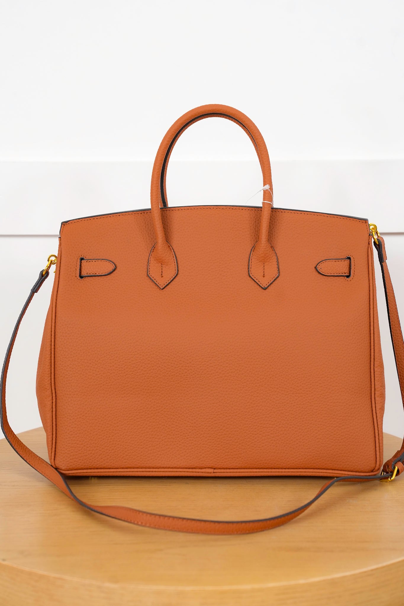 Structured Vegan Leather Tote with Gold Hardware