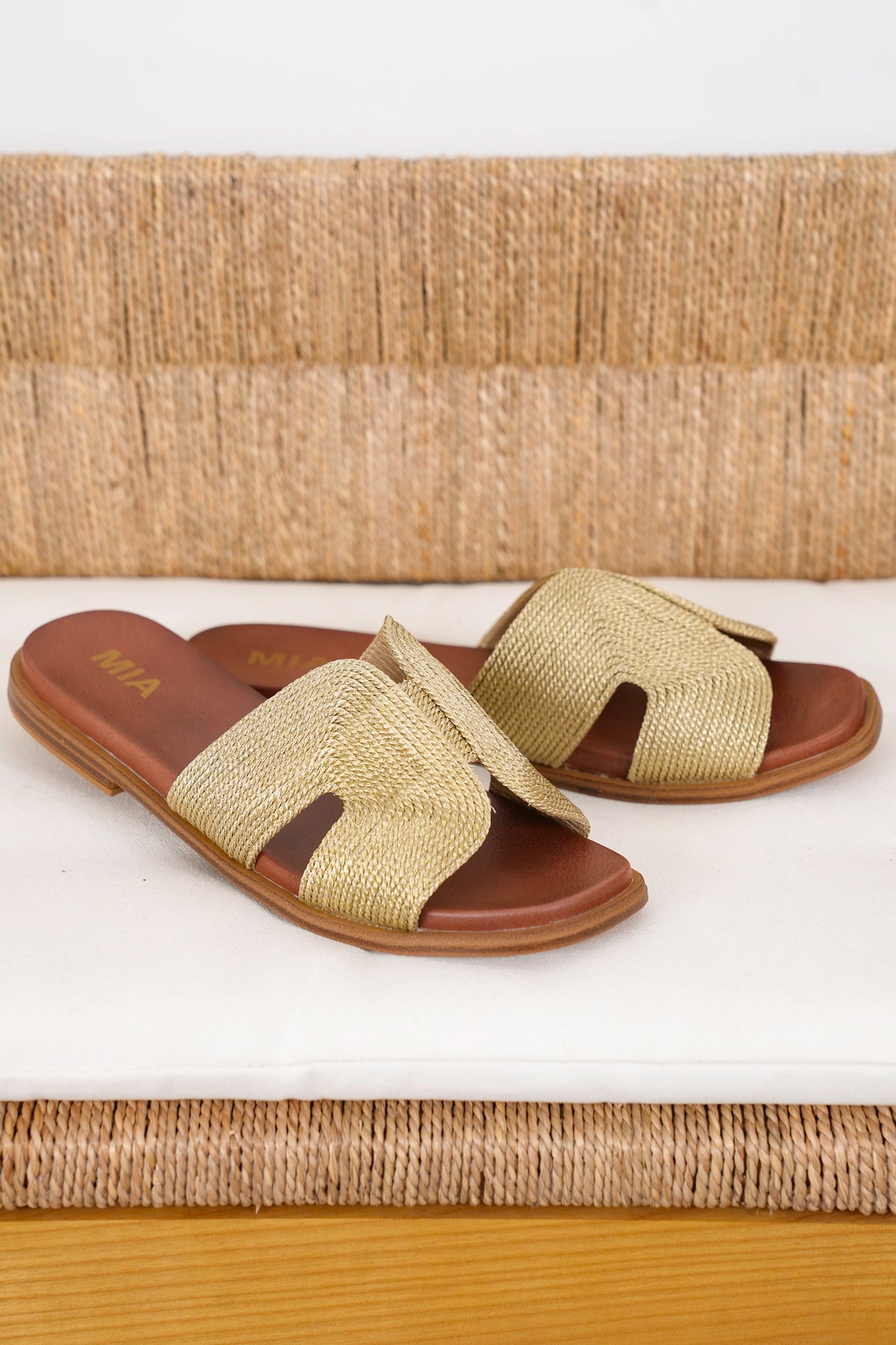 MIA Elegant Slip On Sandal with Woven Detailing