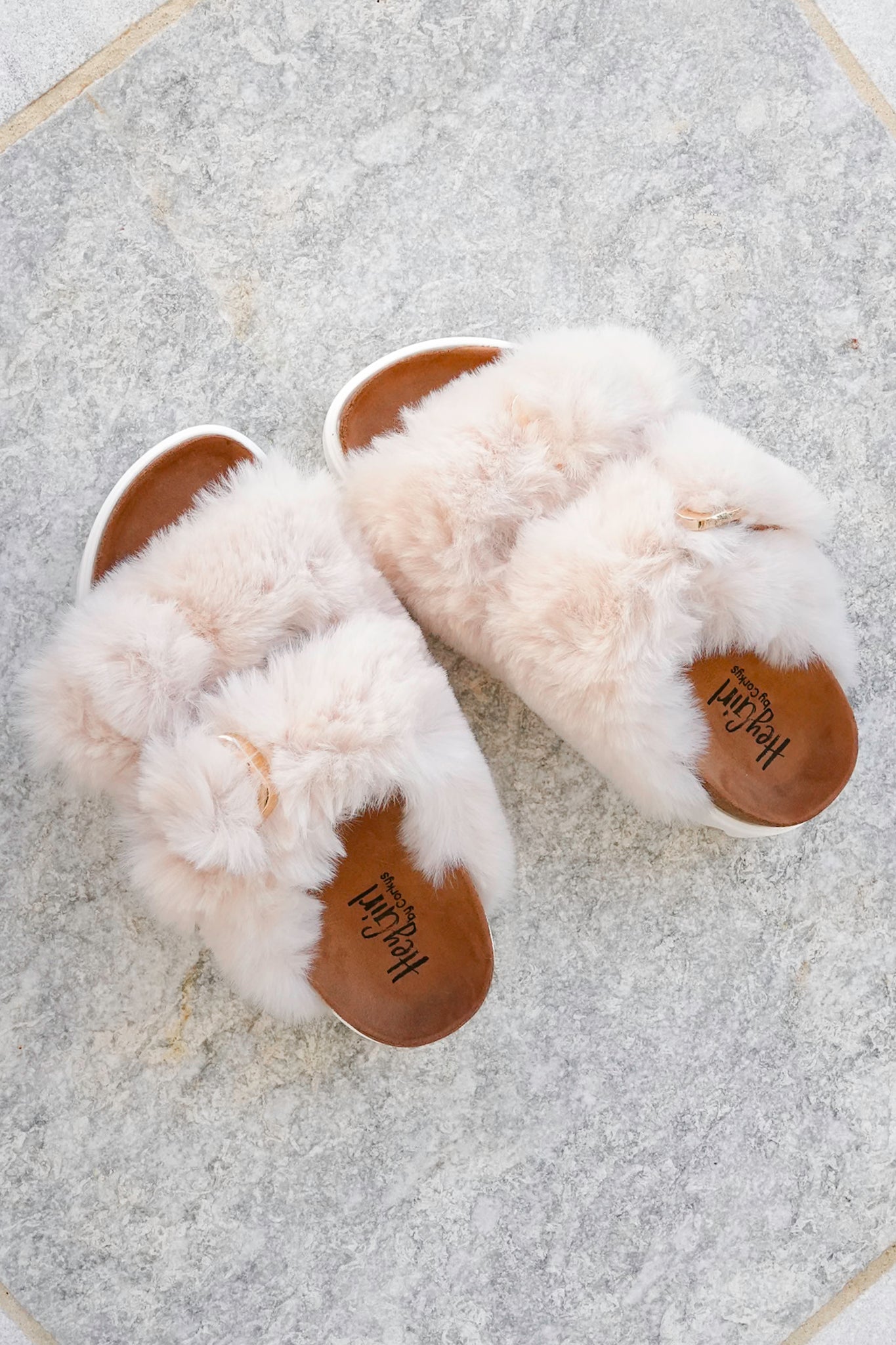 Corky's "Hearsay" Vegan Fur Double Strap Platform Slide Sandals