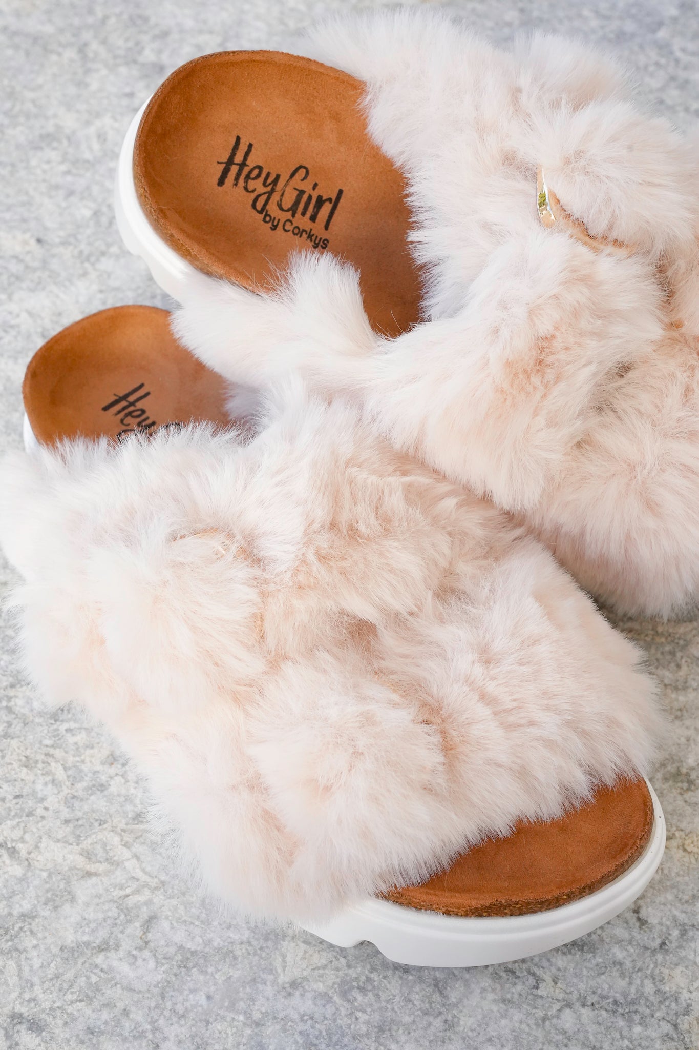 Corky's "Hearsay" Vegan Fur Double Strap Platform Slide Sandals