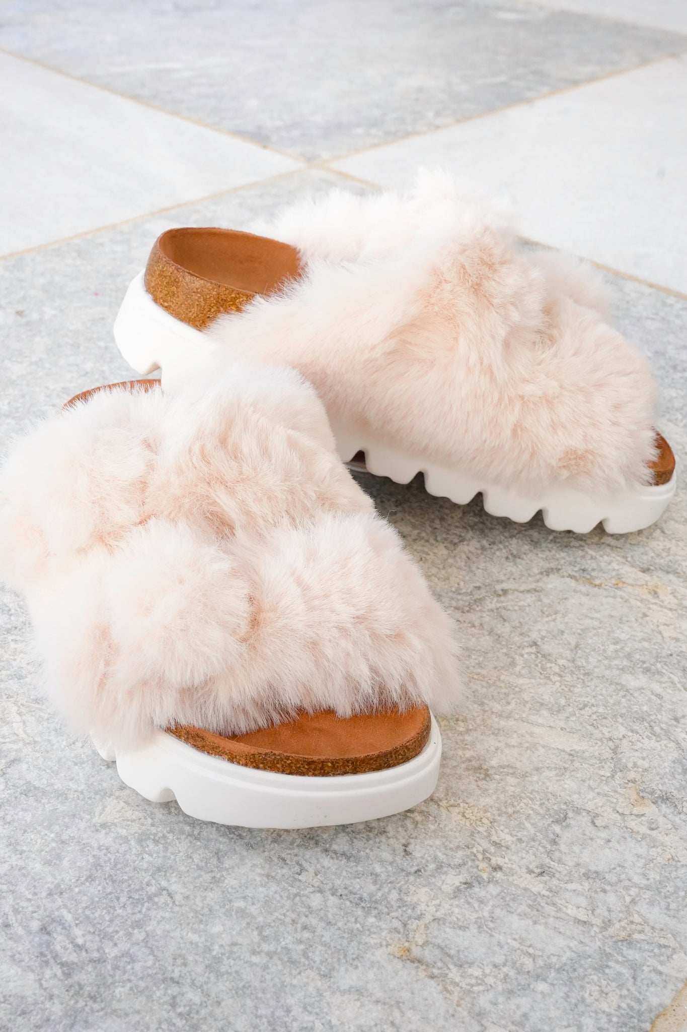 Corky's "Hearsay" Vegan Fur Double Strap Platform Slide Sandals