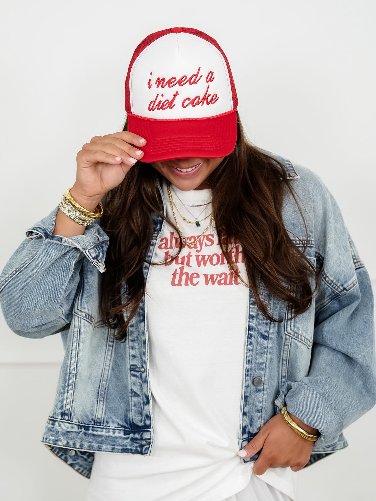"I Need A Diet Coke" Embroidered Trucker Hat