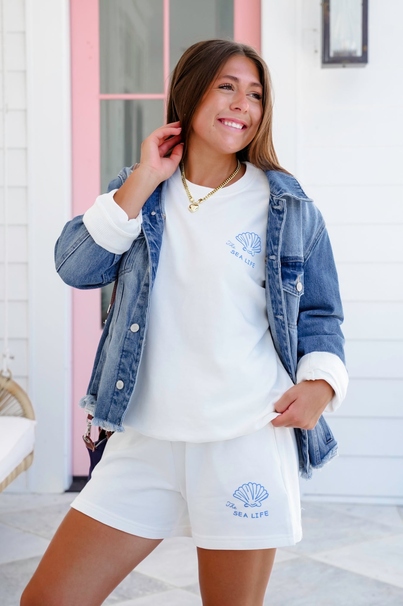 White Long Sleeve "The Sea Life" Sweatshirt
