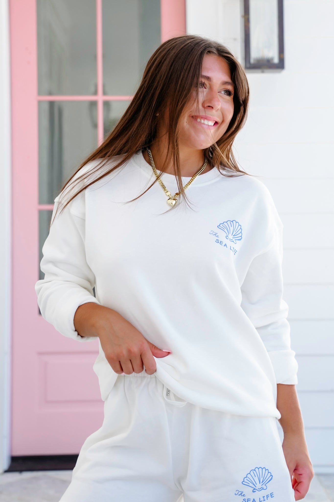 White Long Sleeve "The Sea Life" Sweatshirt