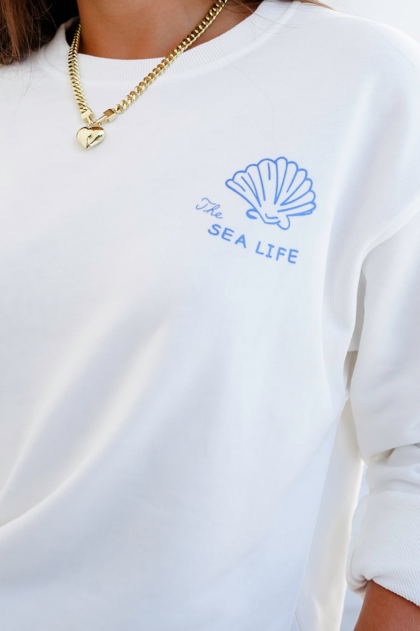 White Long Sleeve "The Sea Life" Sweatshirt