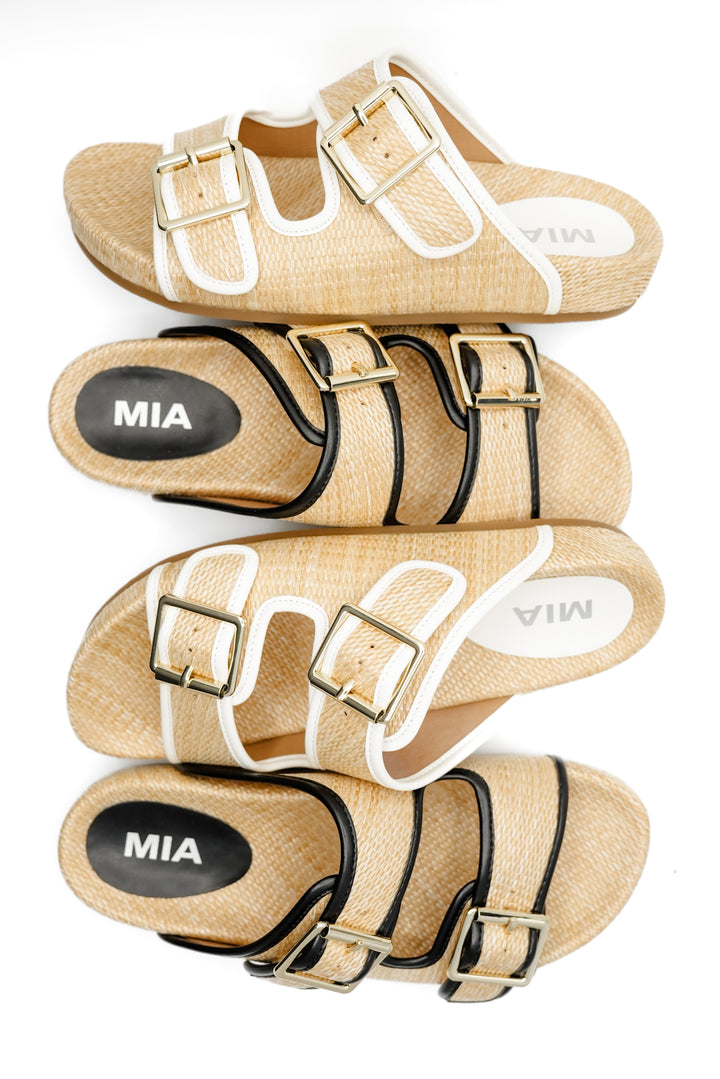 MIA Woven Raffia Double Buckle Slide