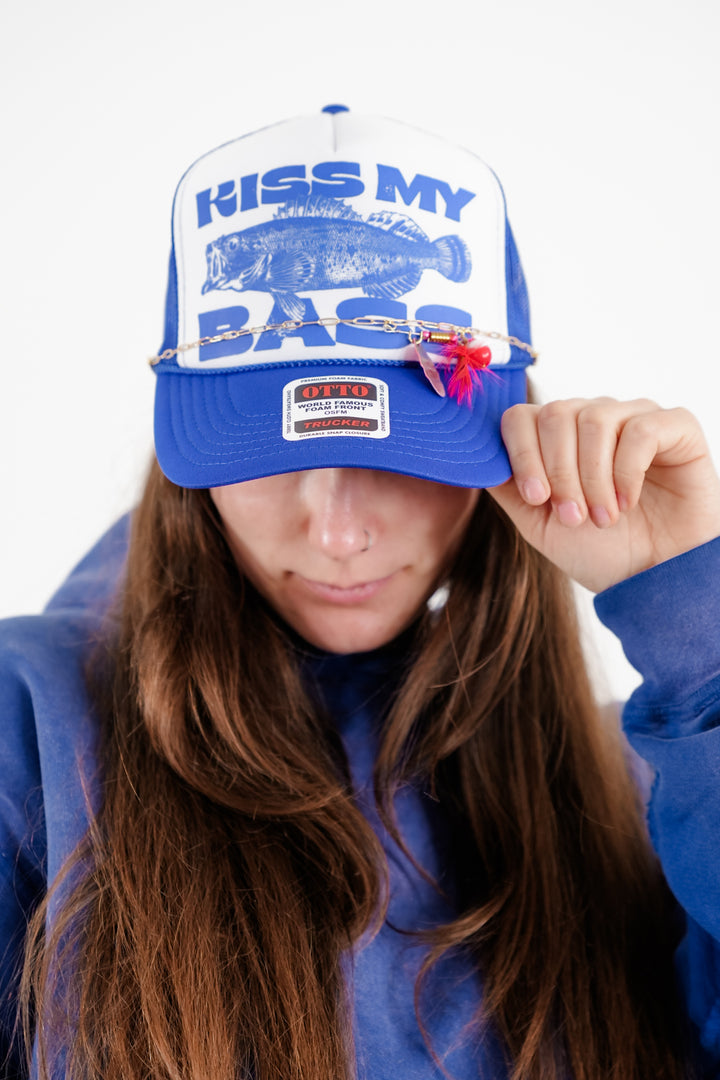 Kiss My Bass Trucker Hat with Chain