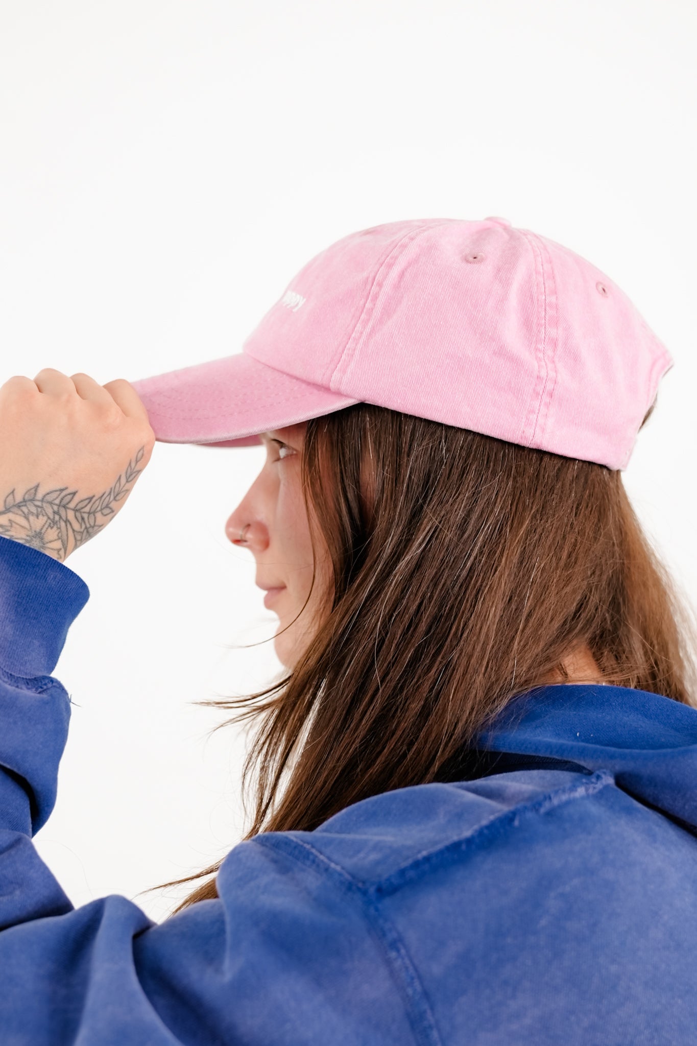 Freckled Poppy Pink Denim Baseball Cap