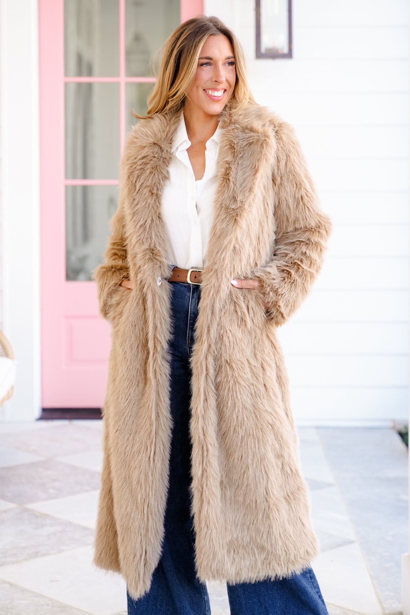 Vegan Fur Long Sleeve Maxi Coat