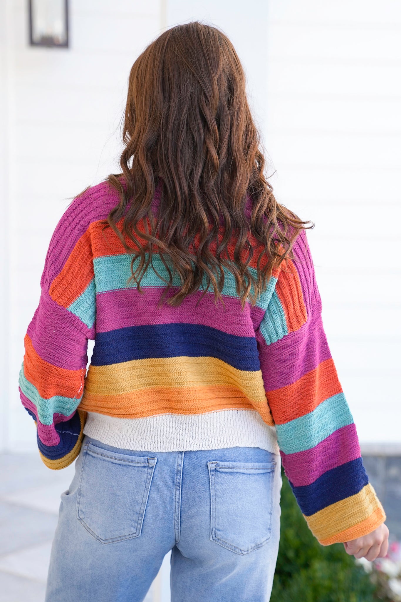 Multi Color Stripe Long Sleeve Pullover Sweater