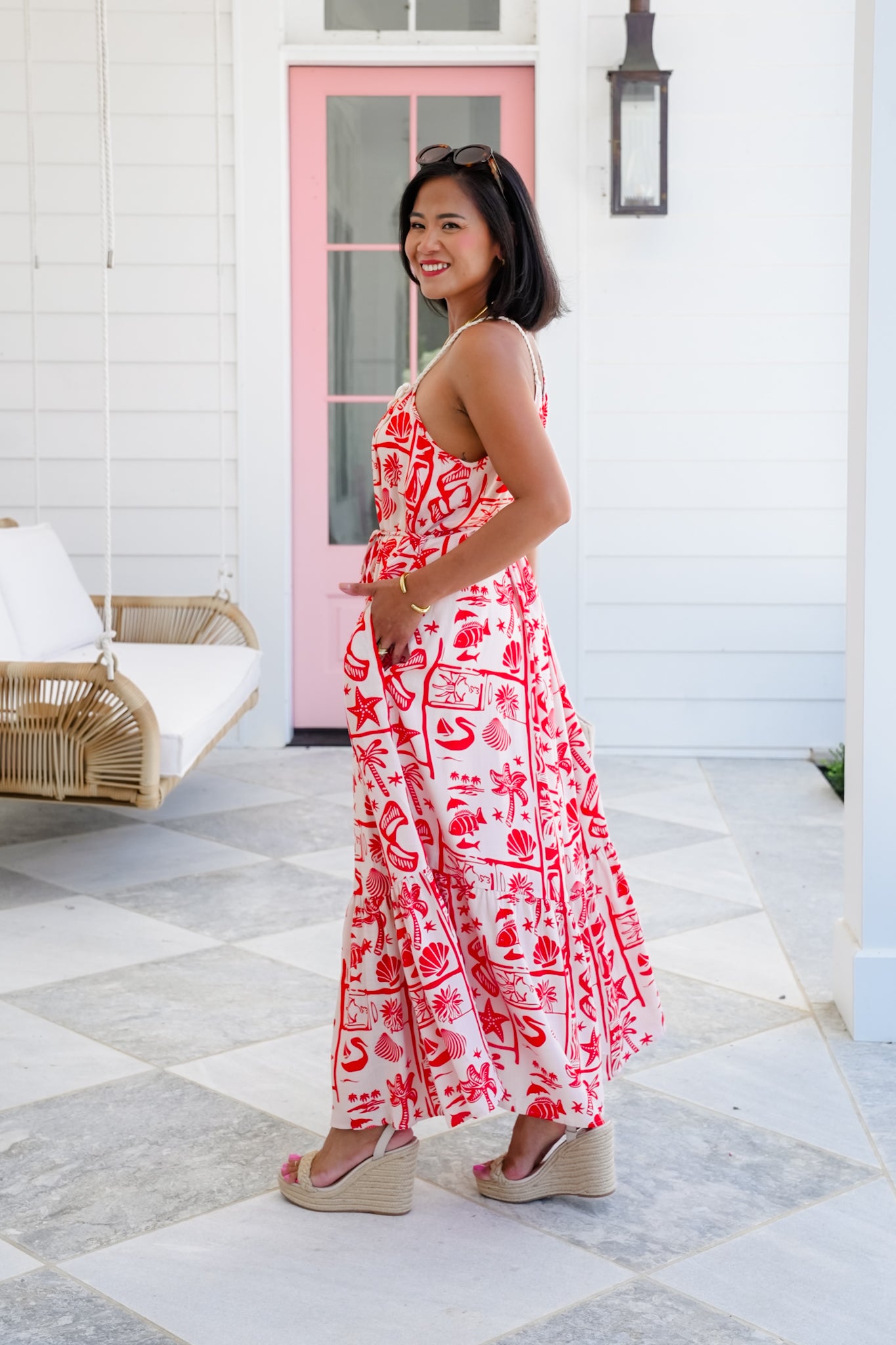 Tropical Print Sleeveless Long Maxi Dress