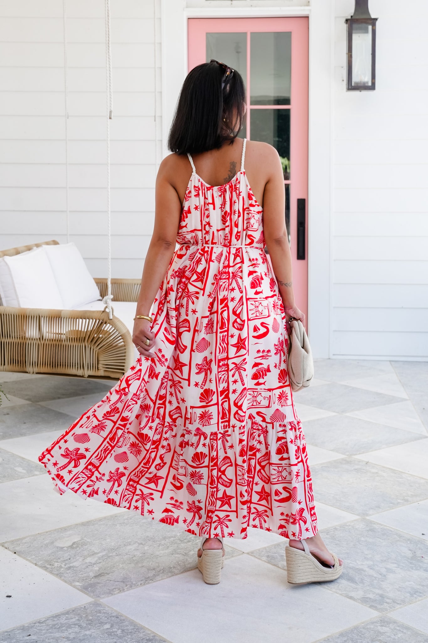 Tropical Print Sleeveless Long Maxi Dress