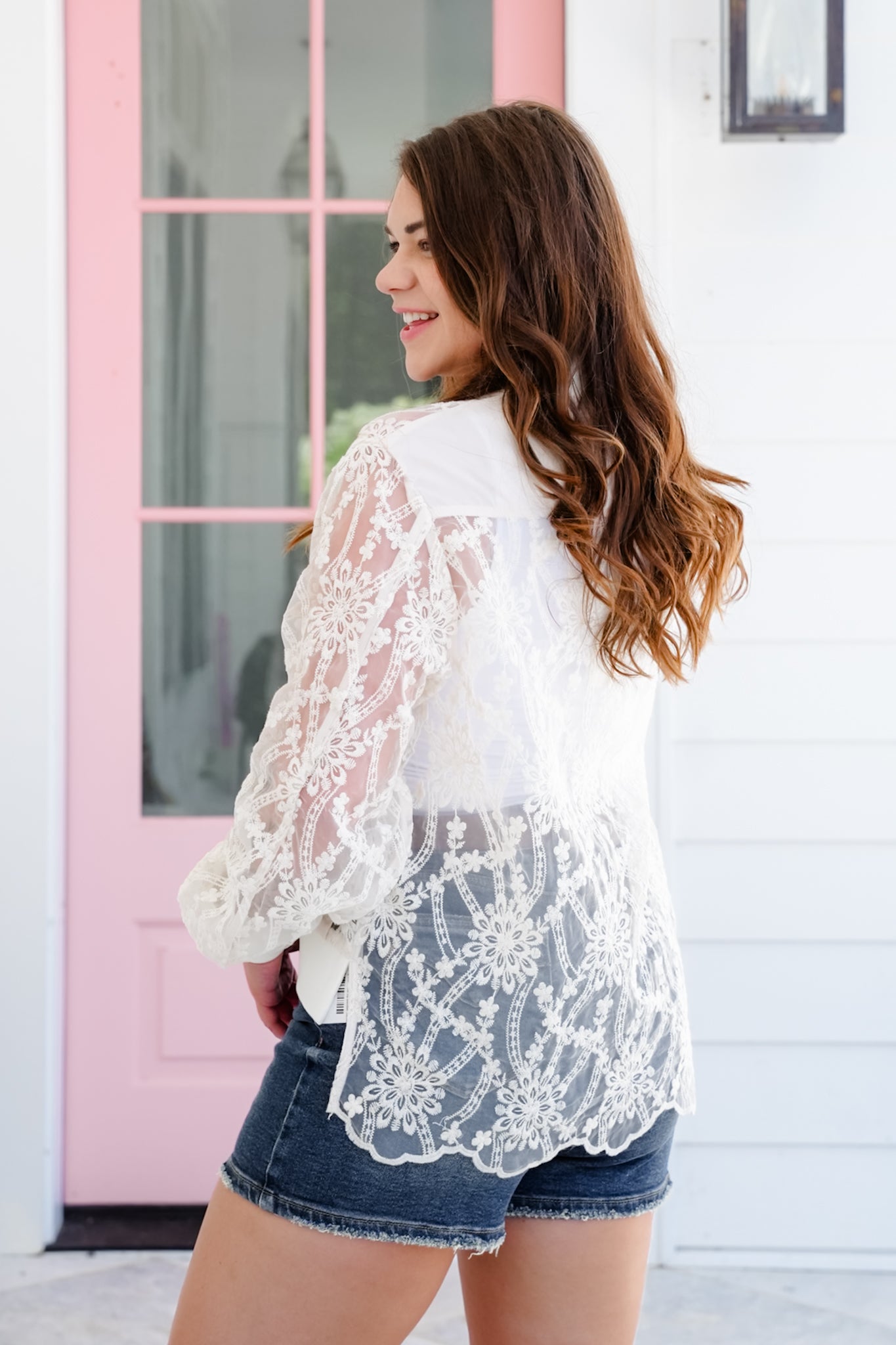 Floral Lace Long Sleeve Zip Up Bomber Jacket