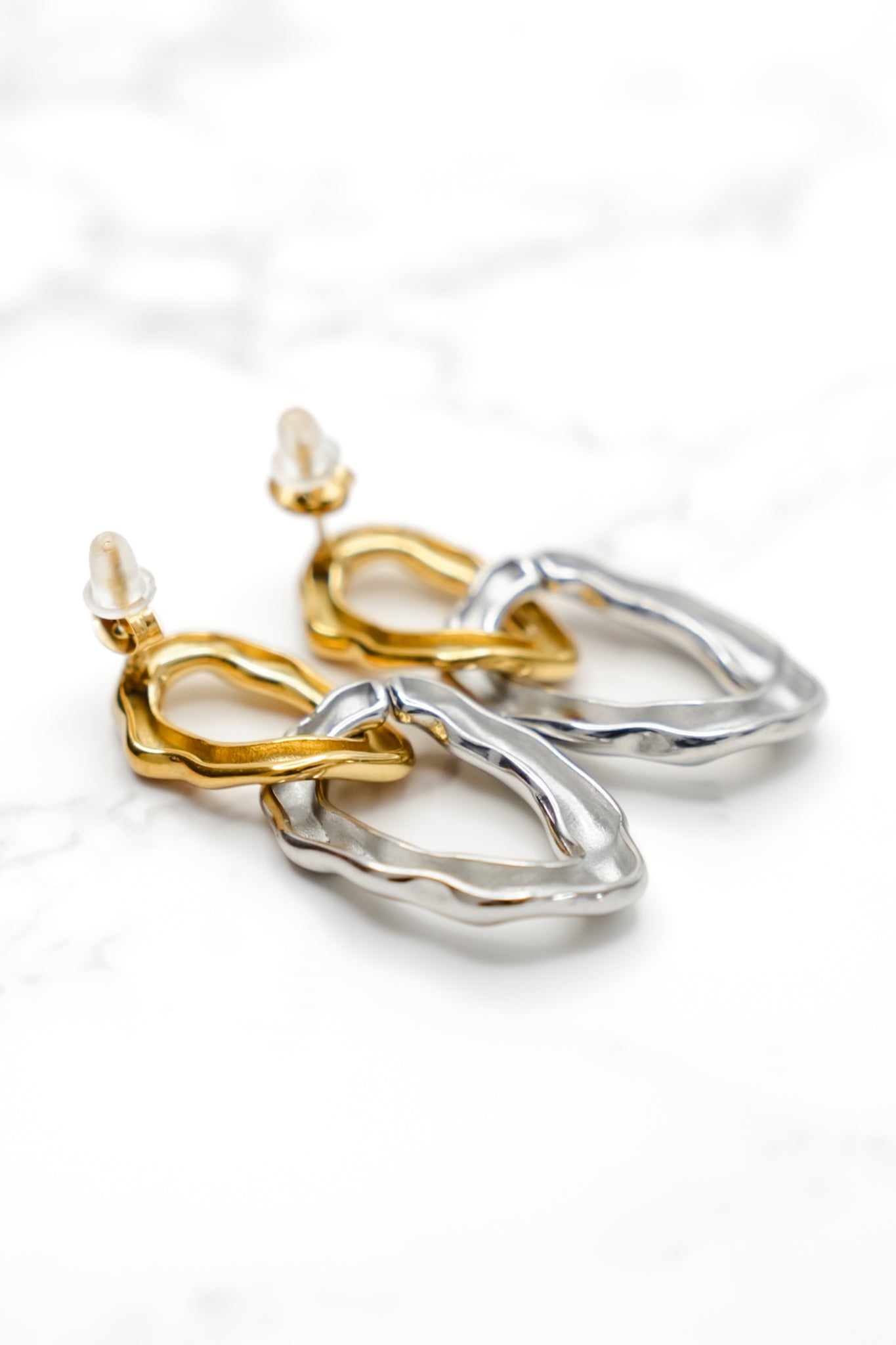 Chansutt Pearls Gold and Silver Chain Earrings