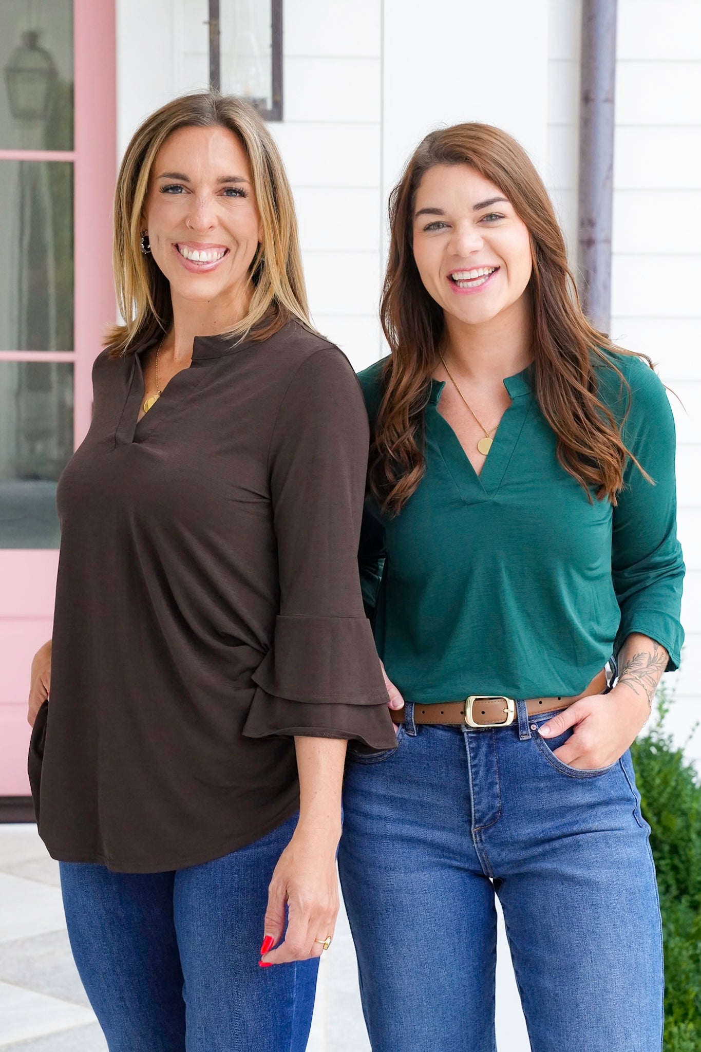 Door Buster! Plus/Reg Solid 3/4 Bell Sleeve Tunic Top