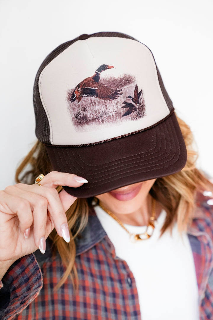 Retro Duck Brown & Tan Trucker Cap