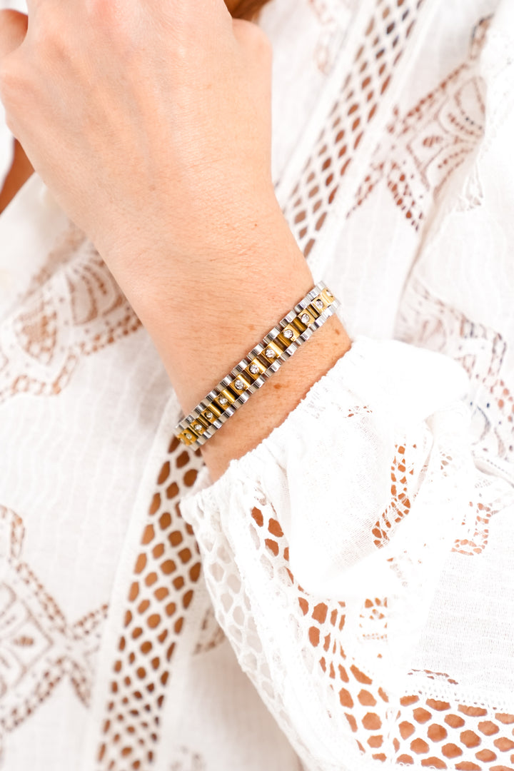 Chansutt Pearls Diamond Two Tone Watch Band