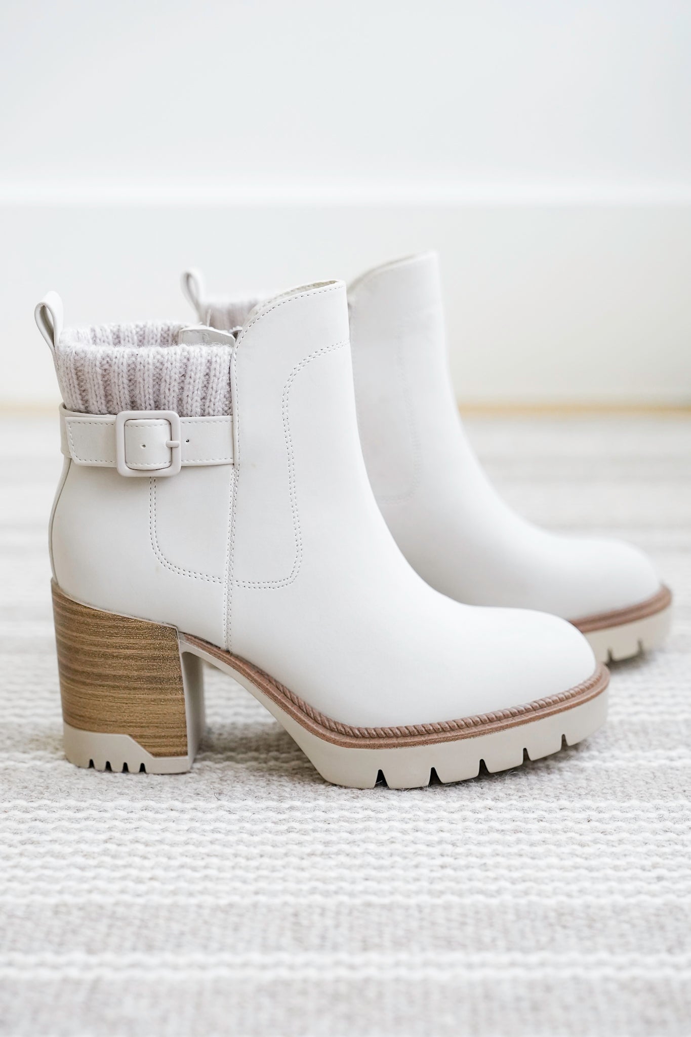 MIA Vegan Leather Ankle Booties with Knit Cuff