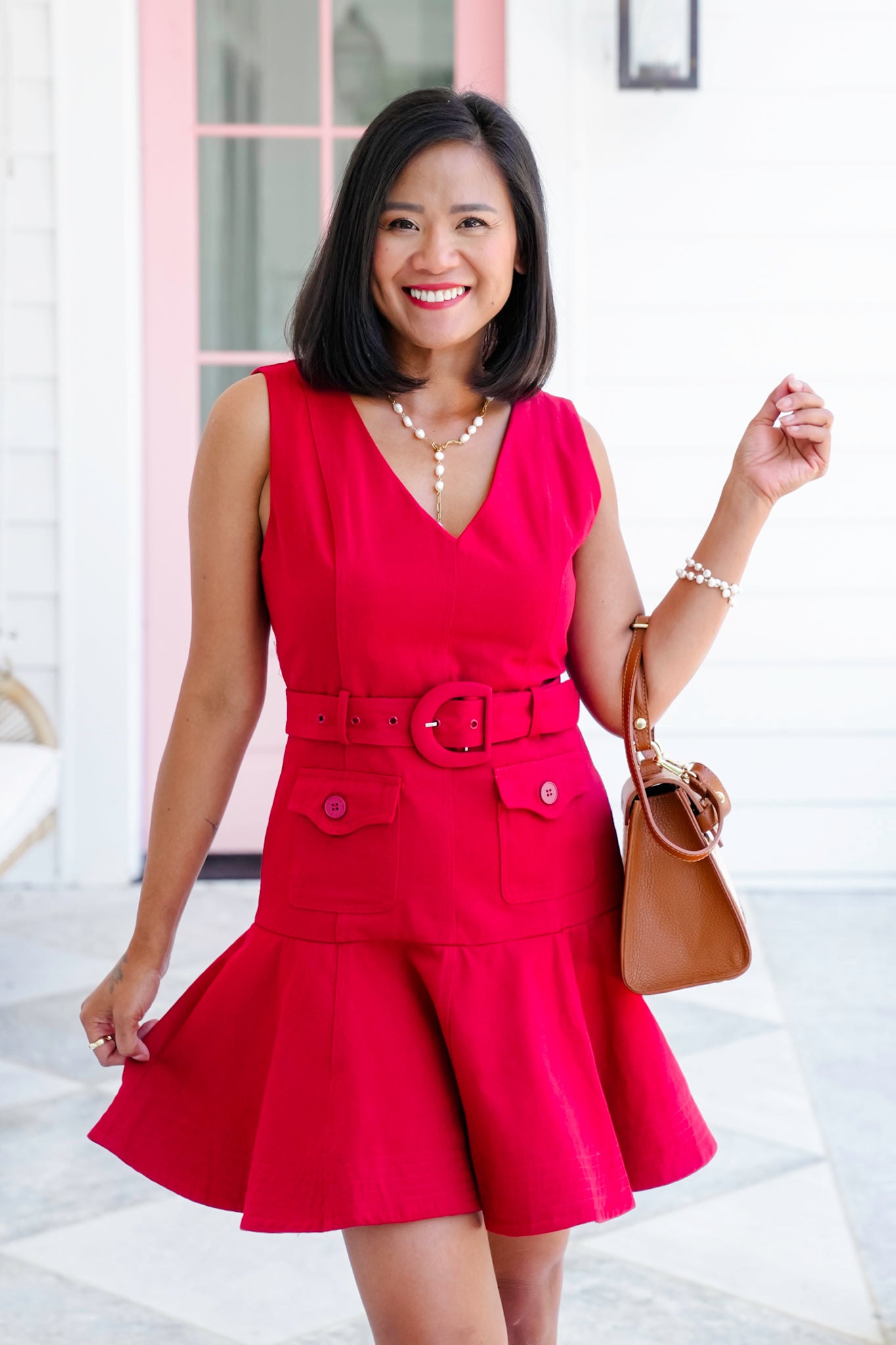 Sleeveless V Neck Ruffle Hem Dress