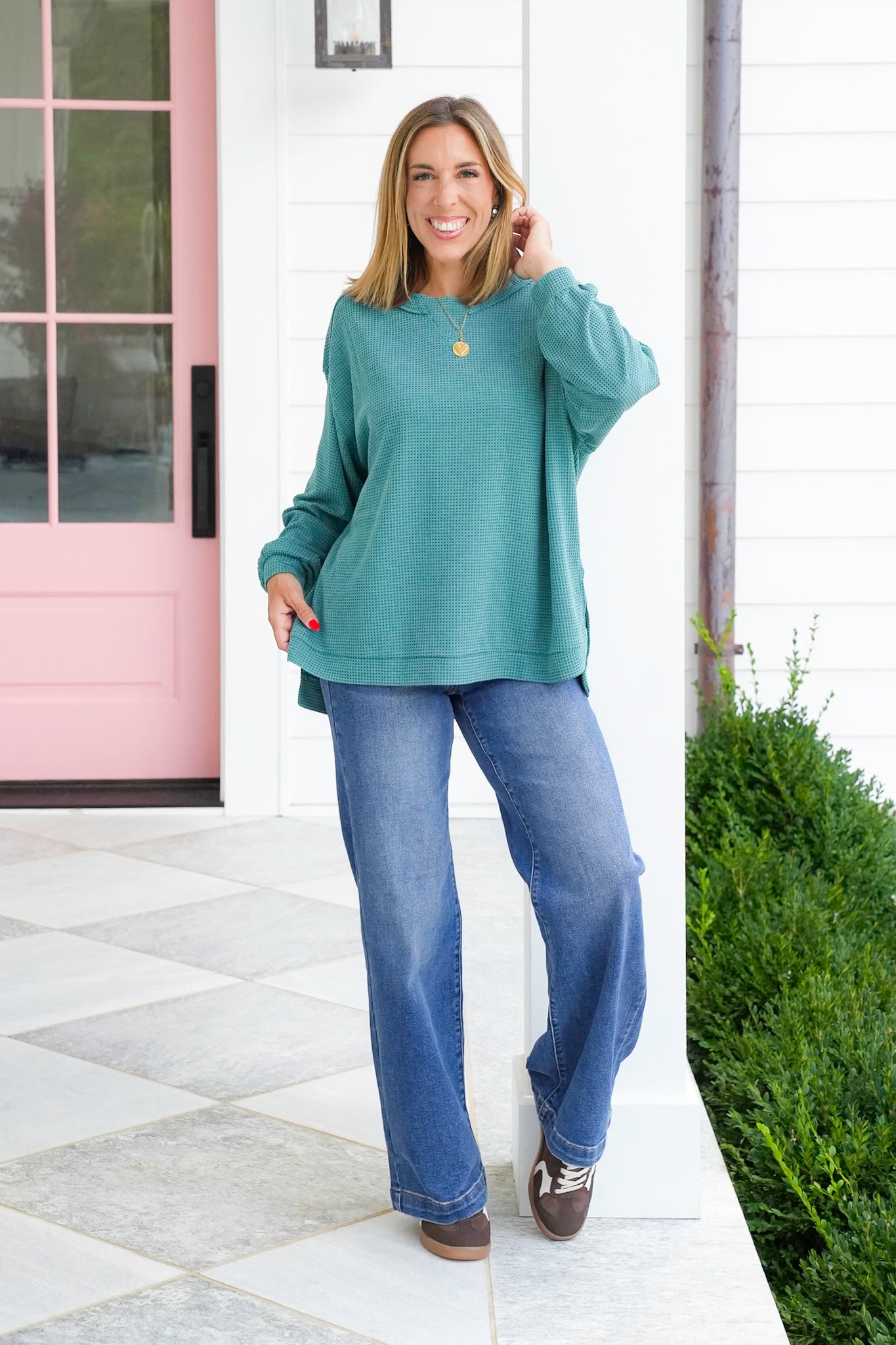 Door Buster! Plus/Reg Thermal Knit Long Sleeve Pullover Top