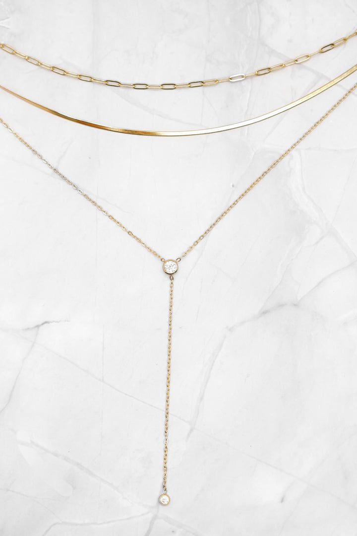 Mila + Stevie Dainty 3 Strand CZ Long Necklace
