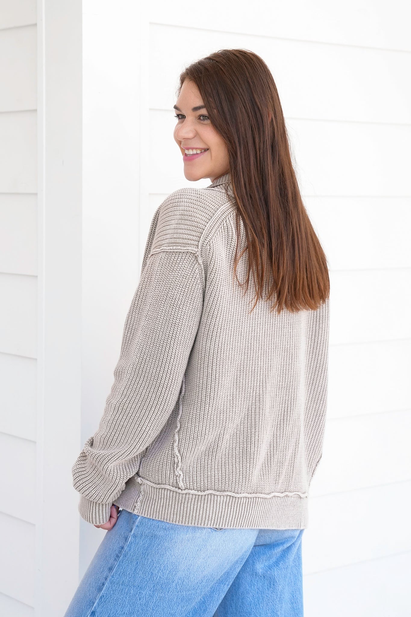 Door Buster! Zenana Washed Dropped Shoulder Cardigan with Side Pockets