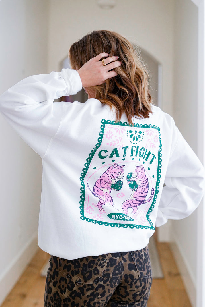 Long Sleeve "Cat Fight" Graphic Sweatshirt